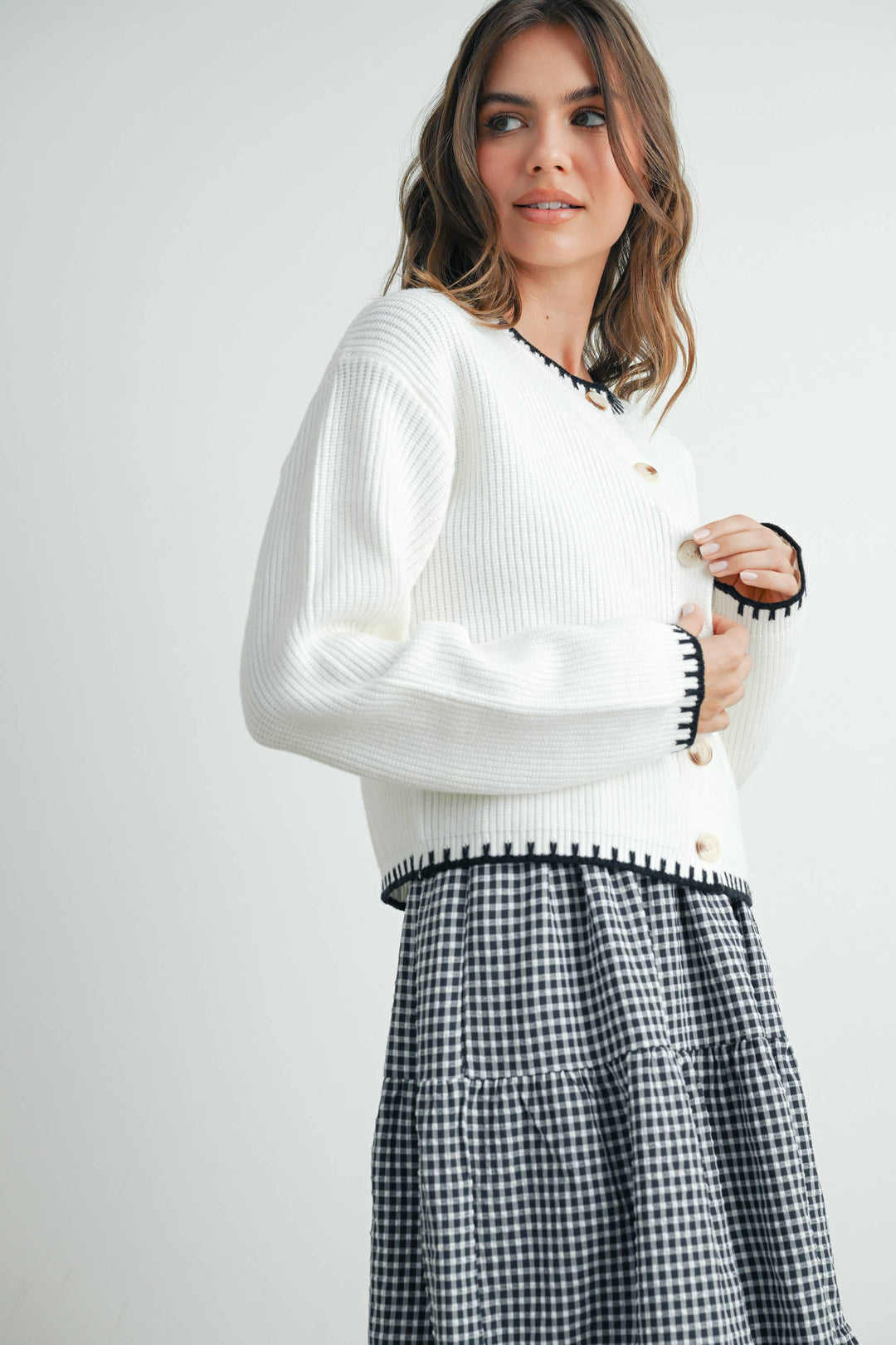 Buttermelon | Women's Crewneck Cardigan Sweater