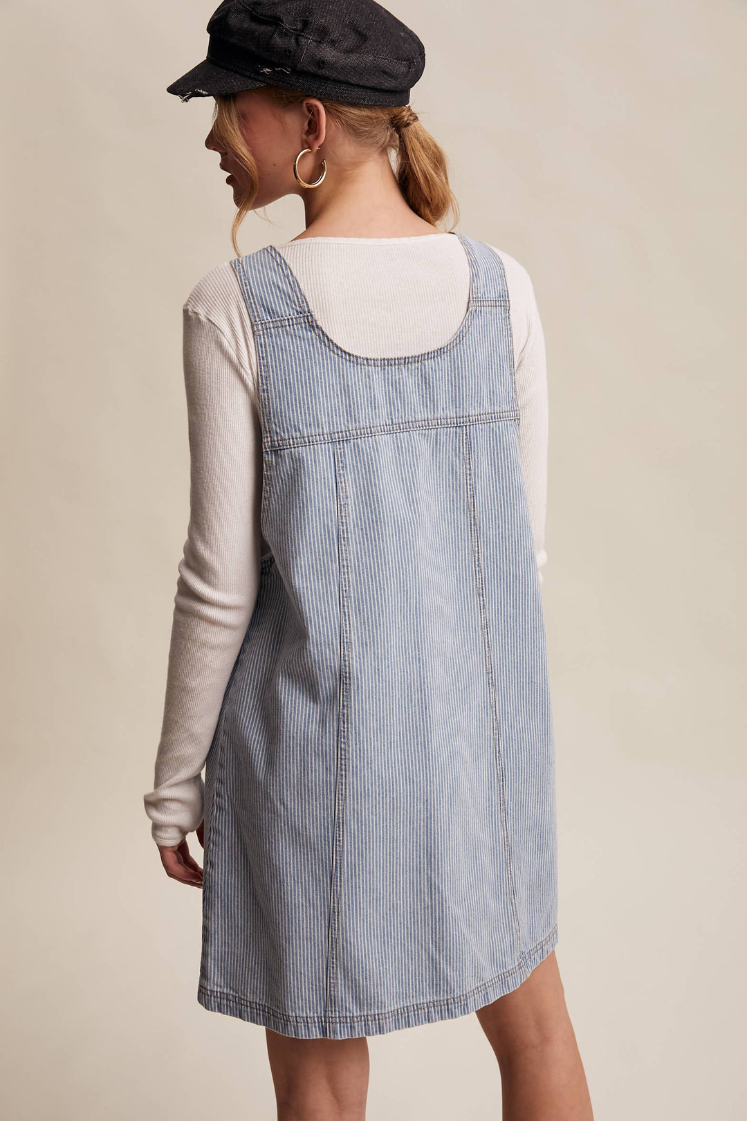 Listicle | Striped Denim Button-Front Mini Dress