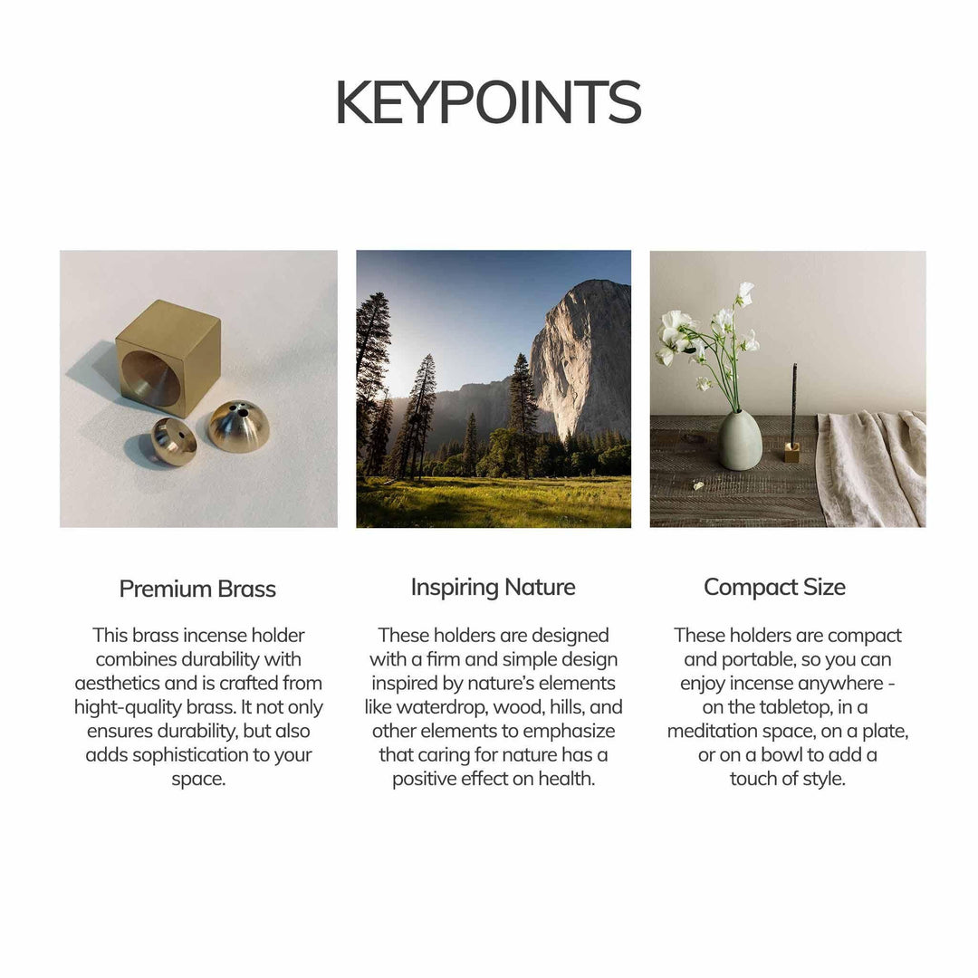 Cedar and Myrrh | Medium Waterdrop Brass Incense Holder