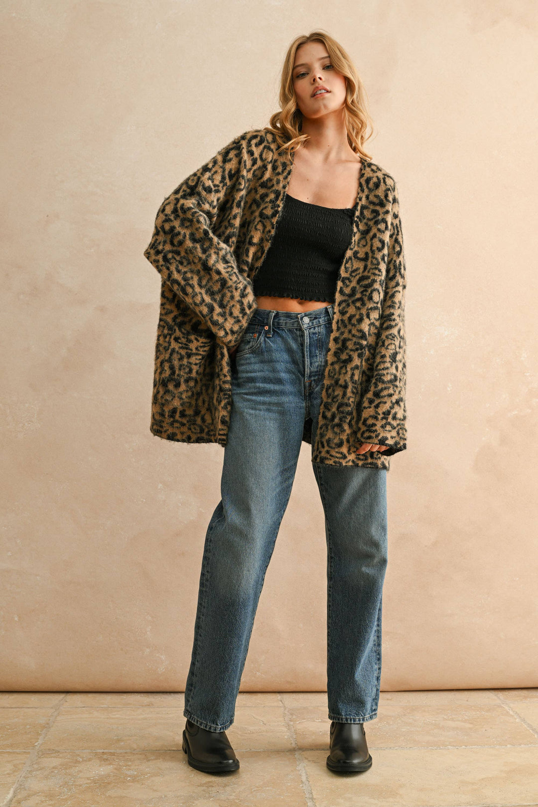 Miou Muse | Leopard Print Oversized Cardigan