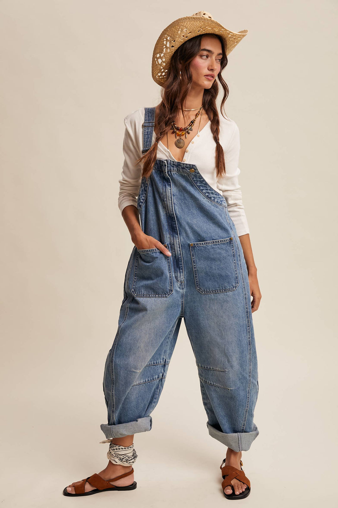 Listicle | Western Wide-Leg Denim Overalls