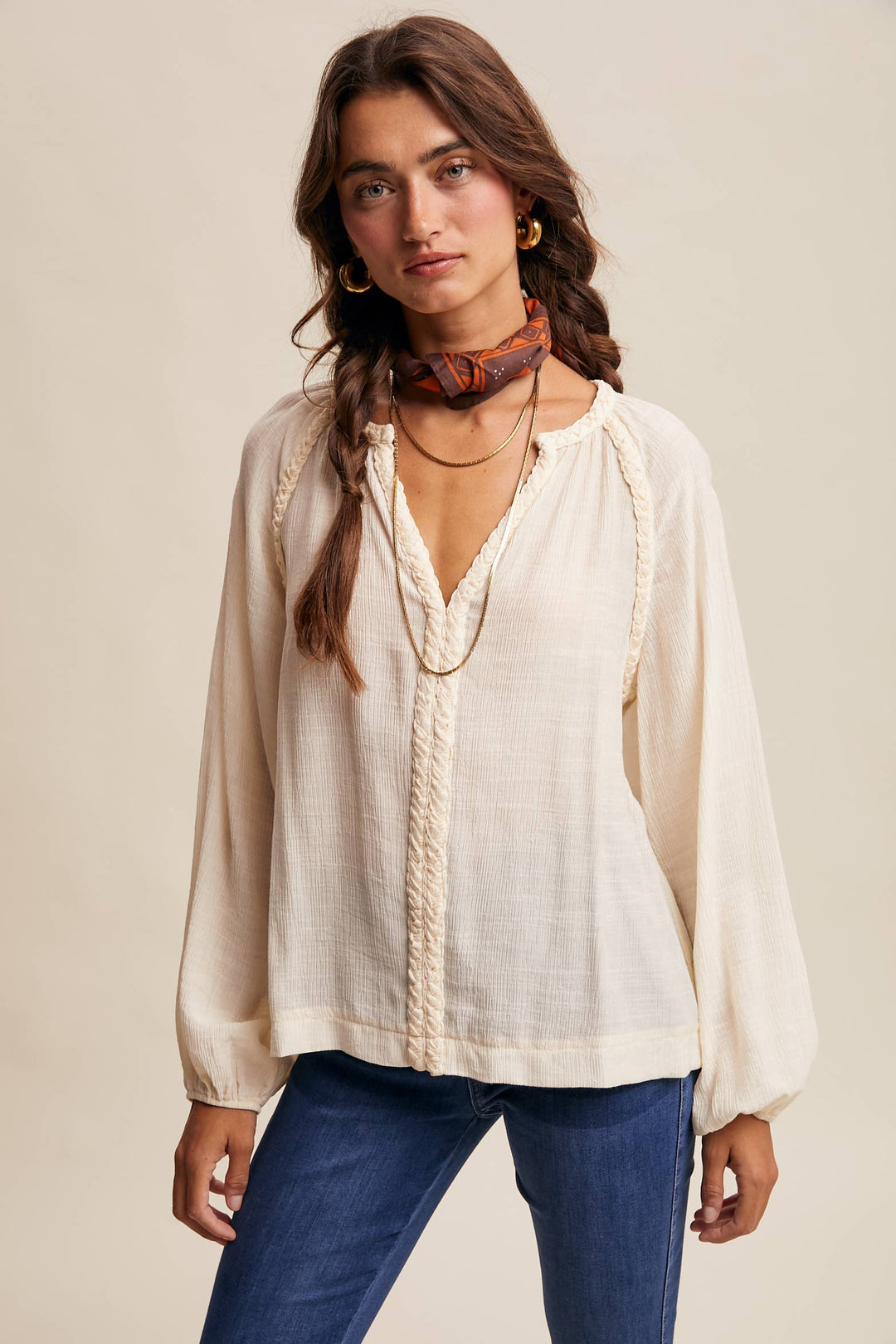 Listicle | Braided Trim Peasant Blouse