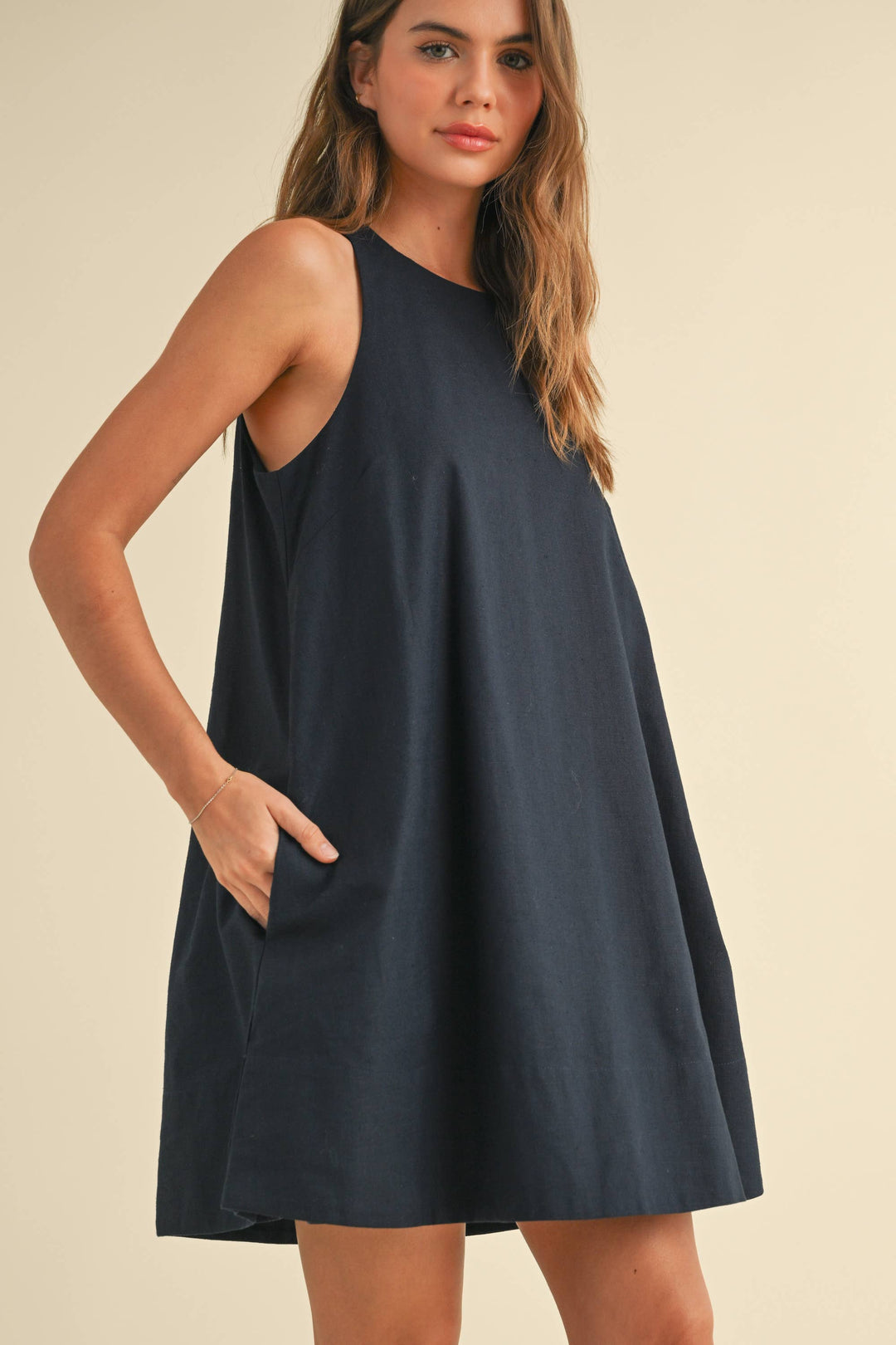 Miou Muse | Sleeveless A Line Linen Dress