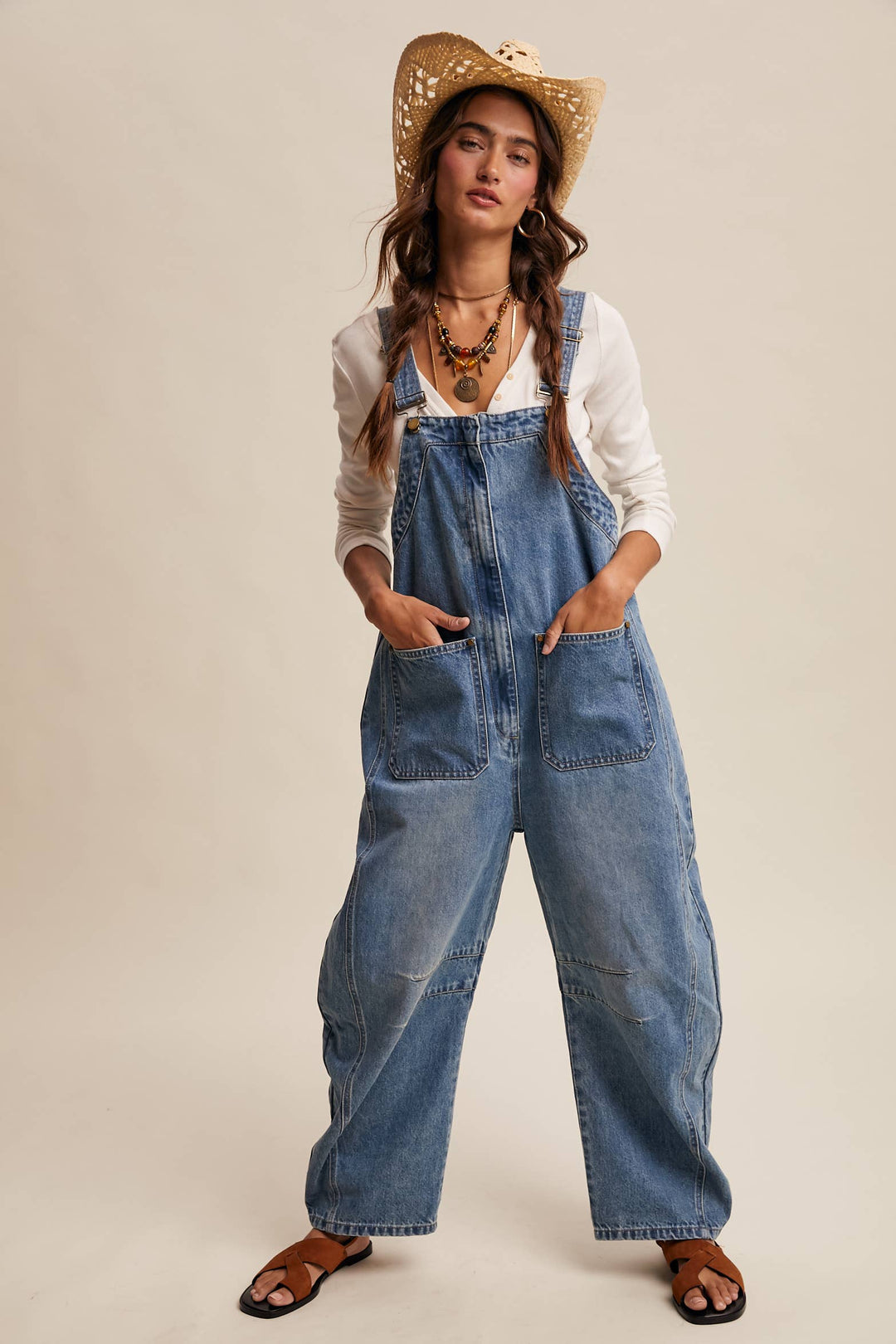 Listicle | Western Wide-Leg Denim Overalls