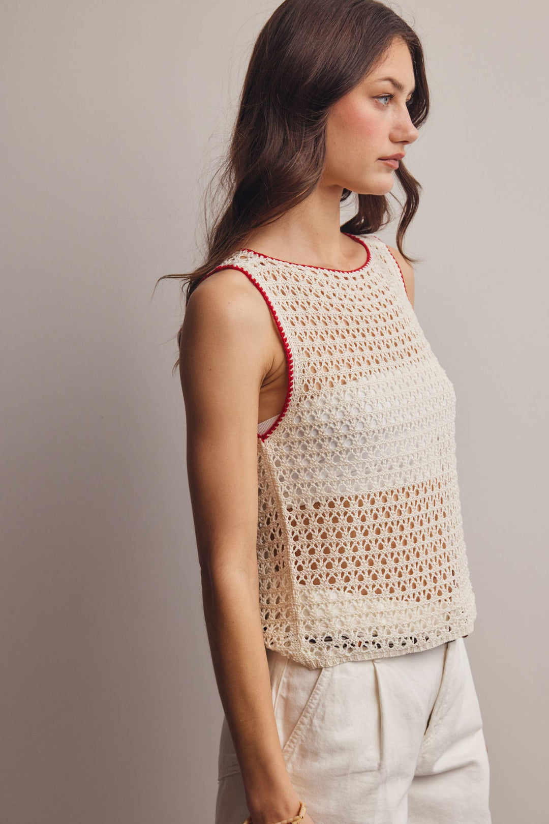 Forte | Sleeveless Crochet Knit Top