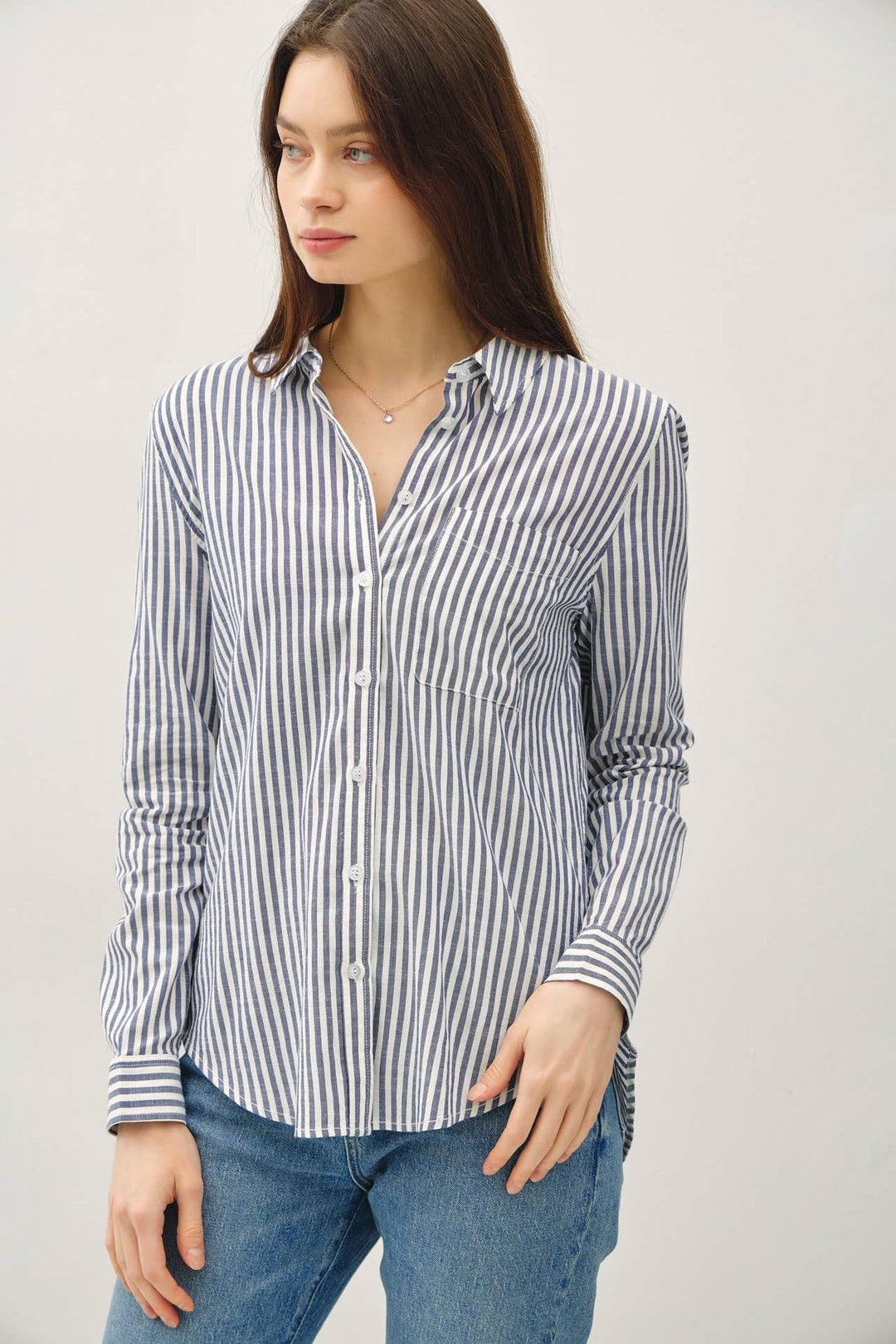 Be Cool | Striped Long Sleeved Button Up Shirt