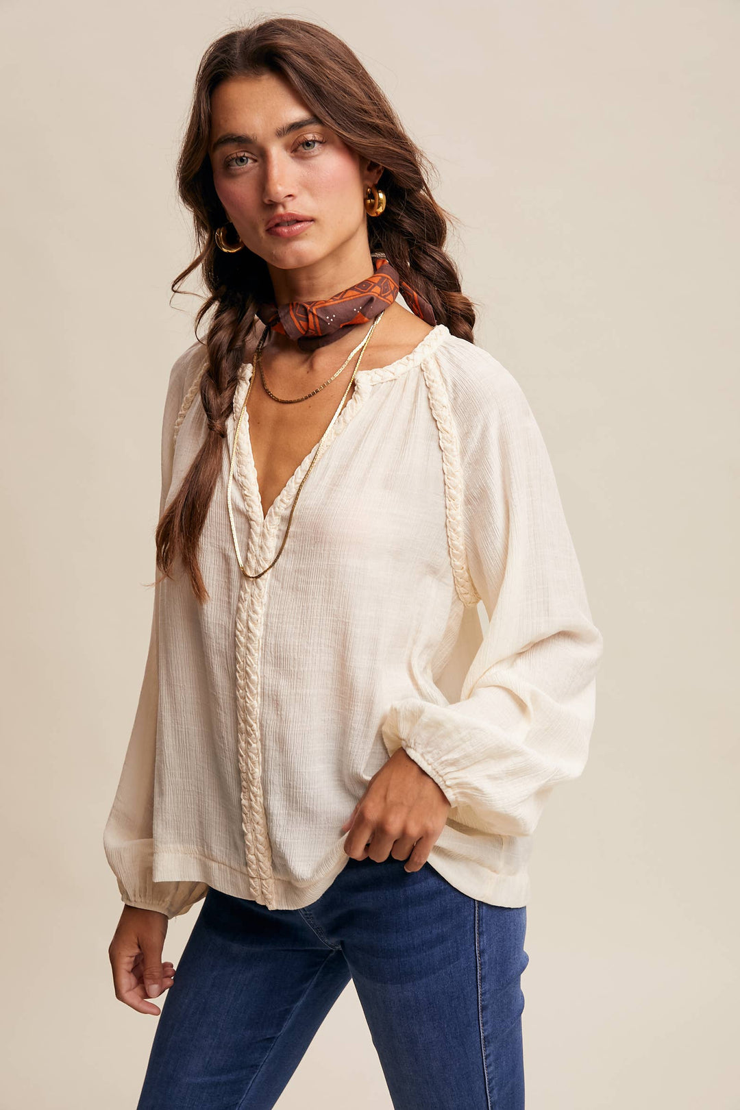 Listicle | Braided Trim Peasant Blouse