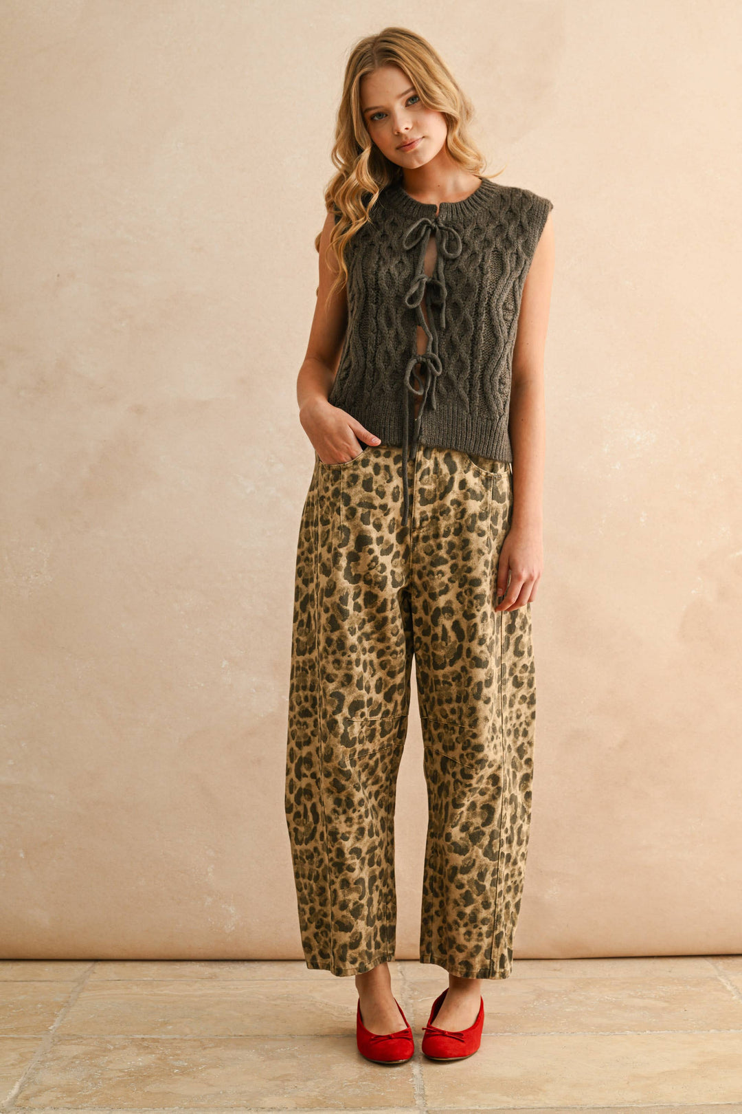 Miou Muse | Leopard Printed Barrel Pants