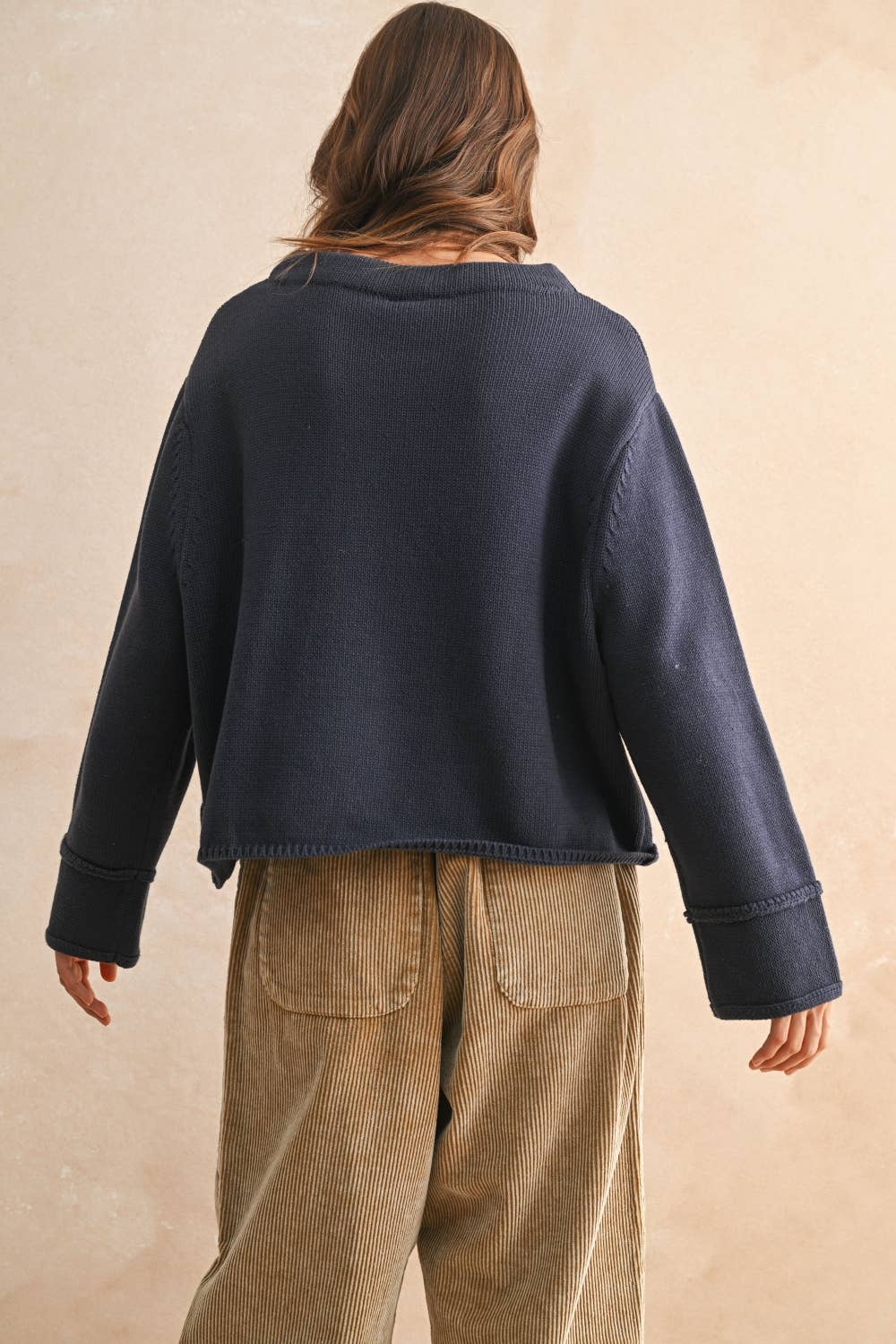 Miou Muse | Mock Neck Cotton Sweater