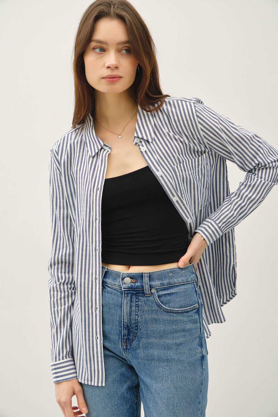 Be Cool | Striped Long Sleeved Button Up Shirt