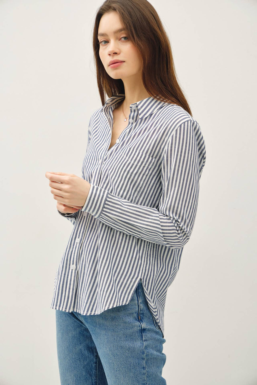 Be Cool | Striped Long Sleeved Button Up Shirt