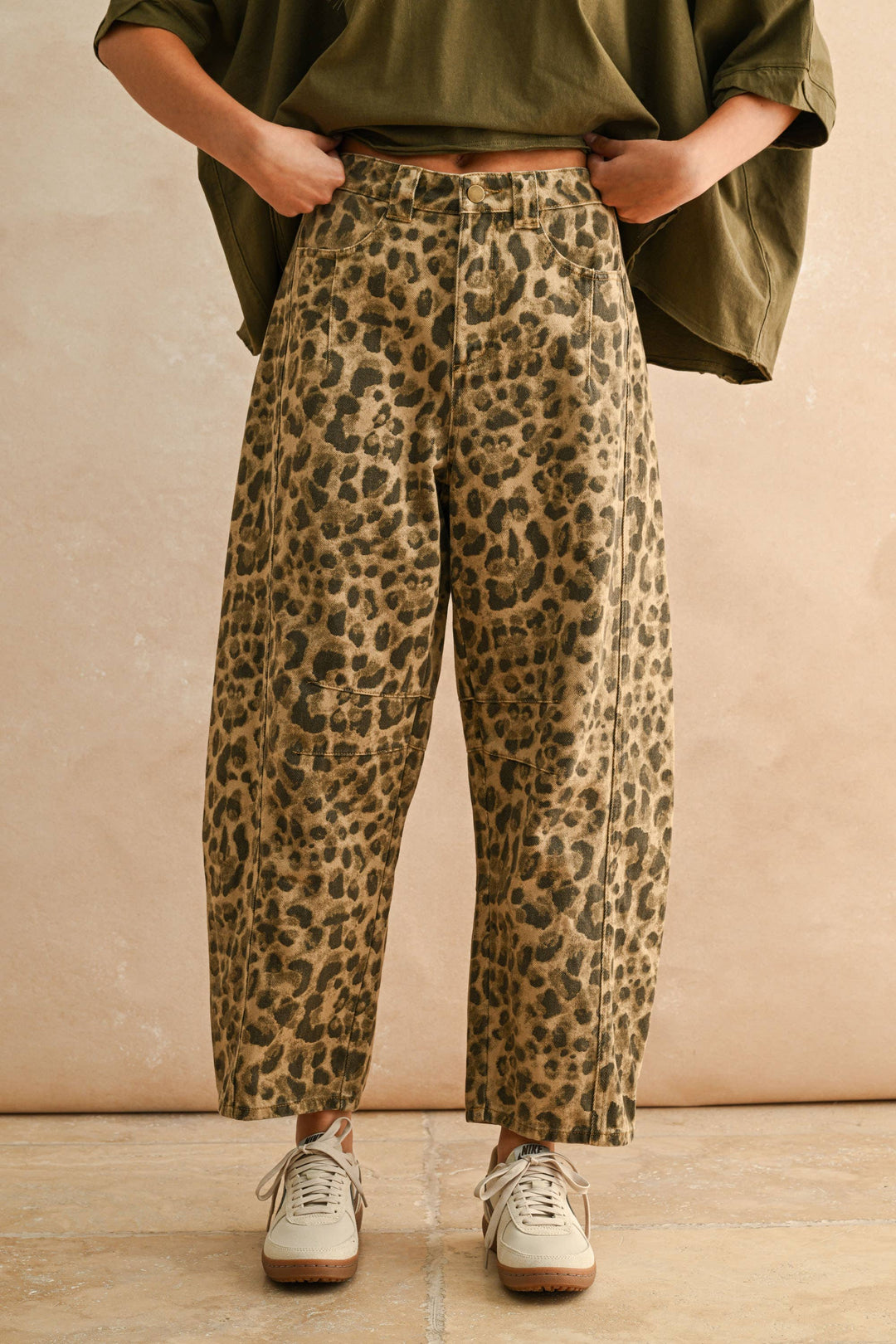 Miou Muse | Leopard Printed Barrel Pants
