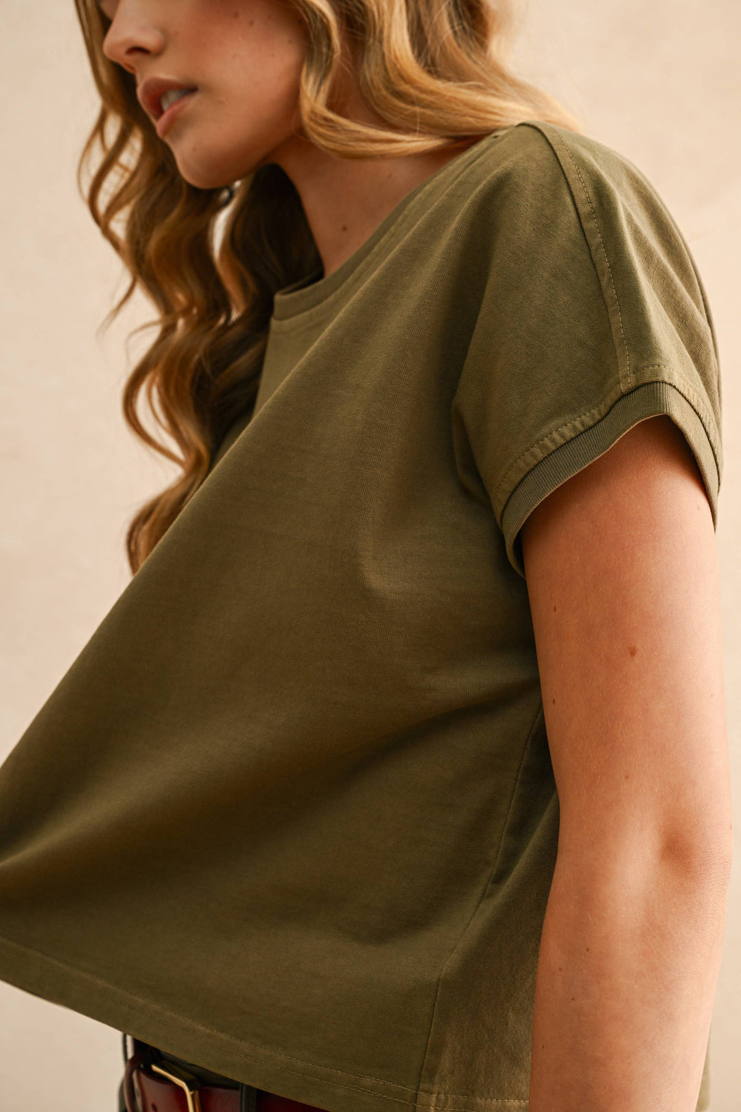 Miou Muse | Washed Short Cap Sleeve top