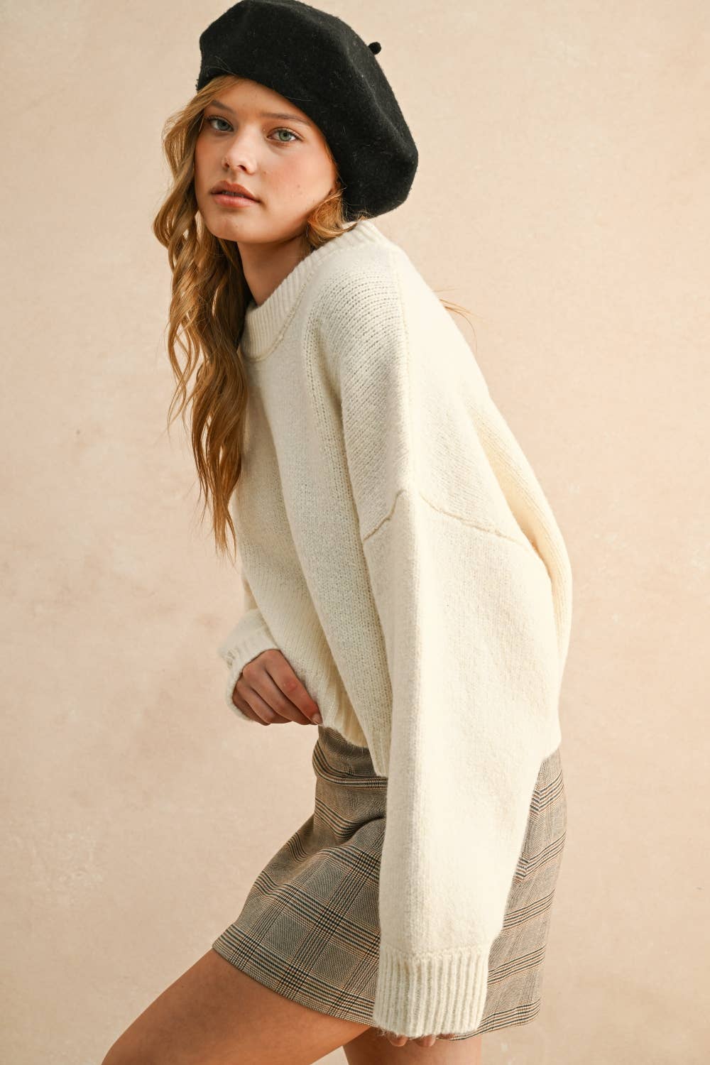 Miou Muse | Round Neck Simple Sweater Top