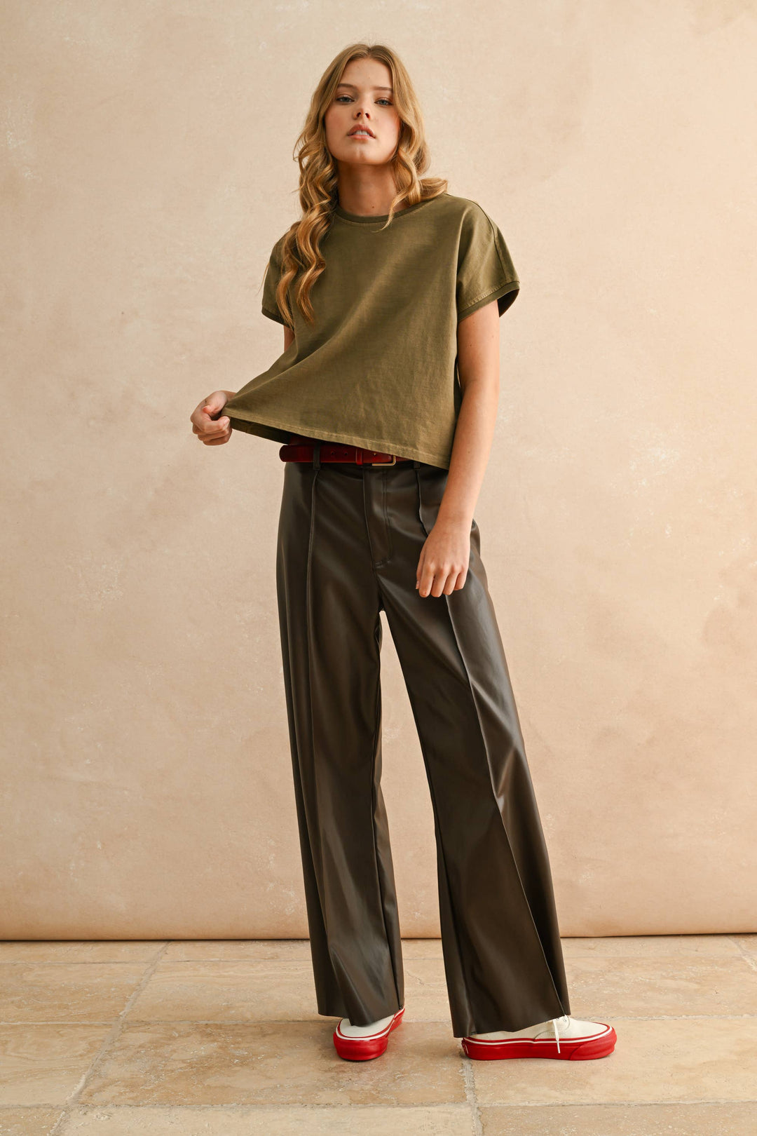 Miou Muse | Washed Short Cap Sleeve top