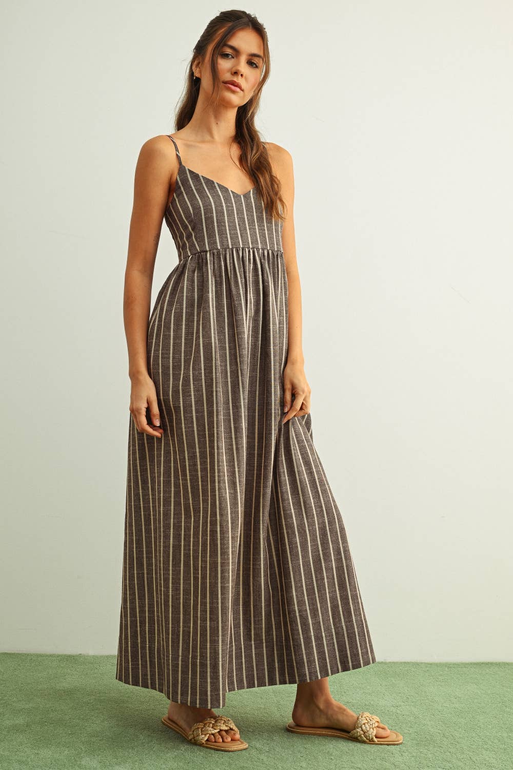 Miou Muse | Stripe Pattern Long Dress