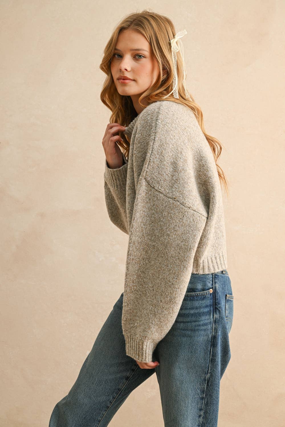 Miou Muse | Round Neck Simple Sweater Top