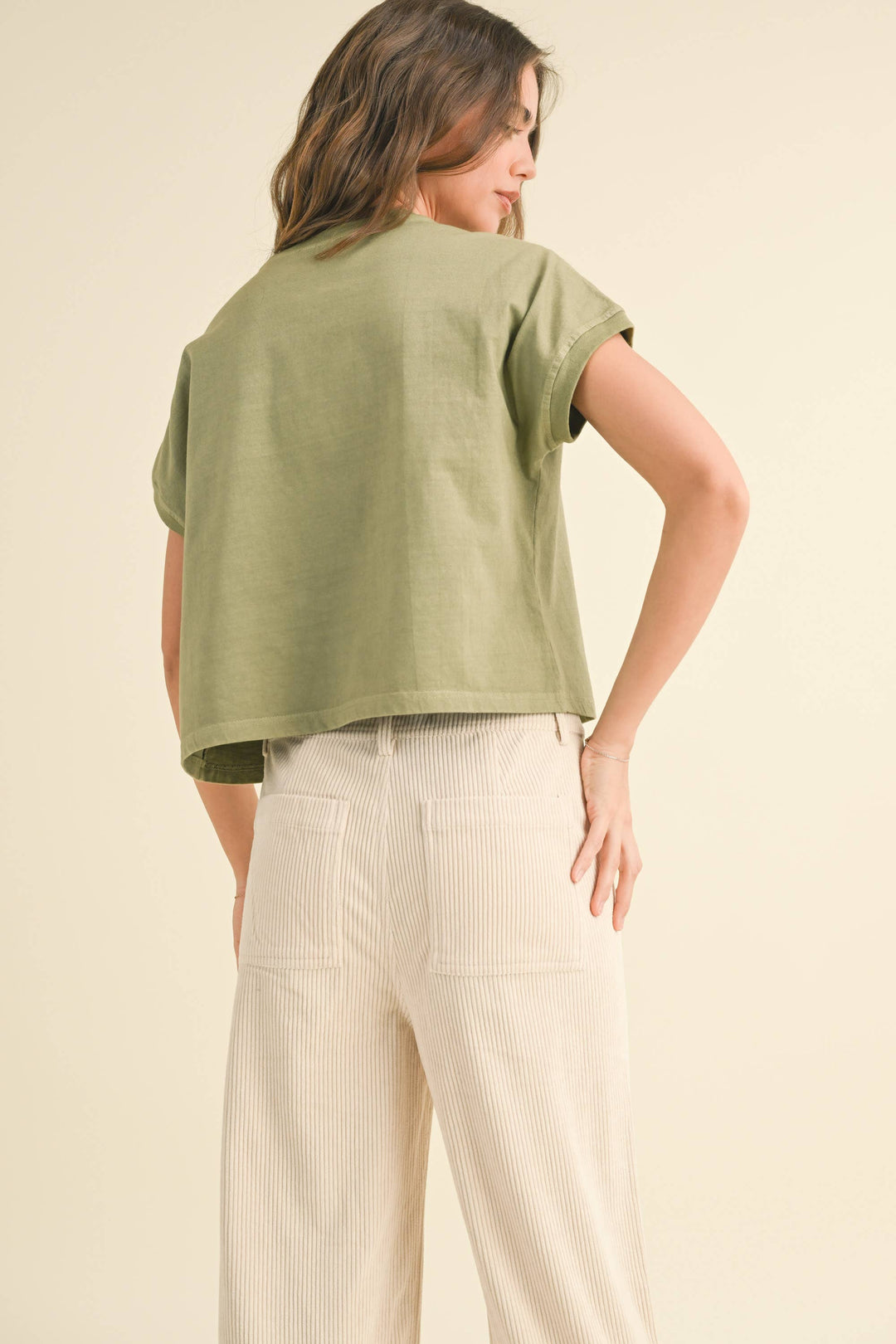 Miou Muse | Washed Short Cap Sleeve top