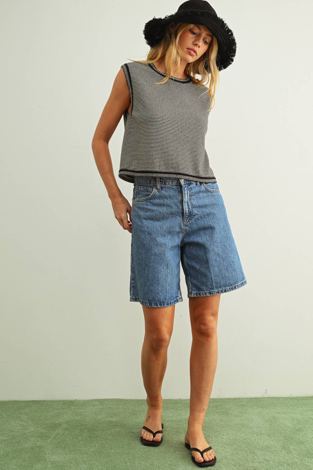 Miou Muse | Pinstripe Knit Tank Top