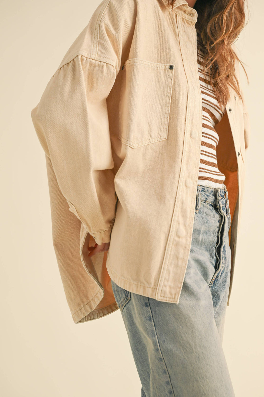 Miou Muse | Washed Snap Button Denim Shacket