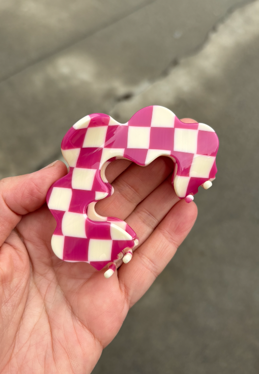 Tiepology | Eco Wave Cloud Checkerboard Pattern Hair Claw Clip