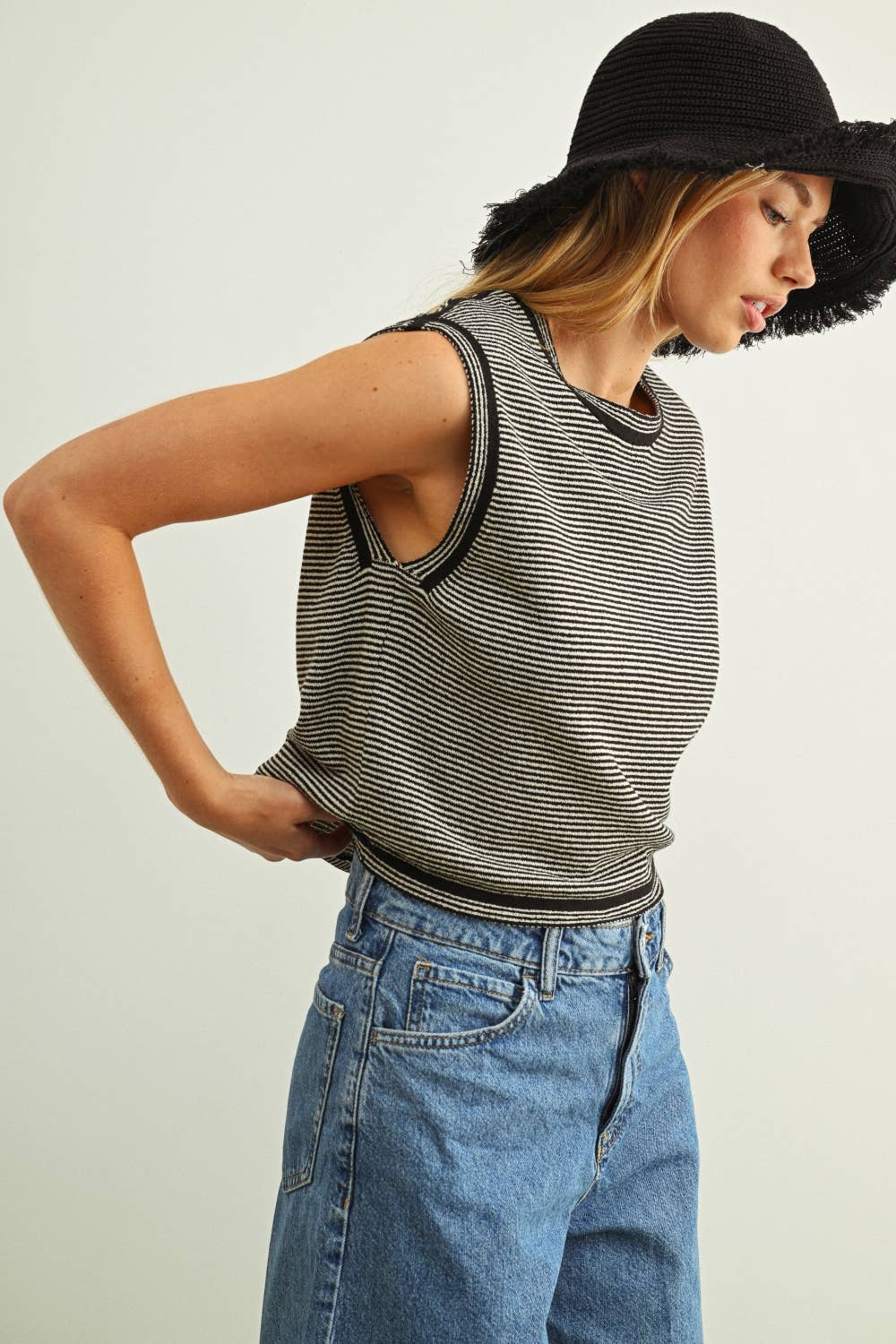 Miou Muse | Pinstripe Knit Tank Top