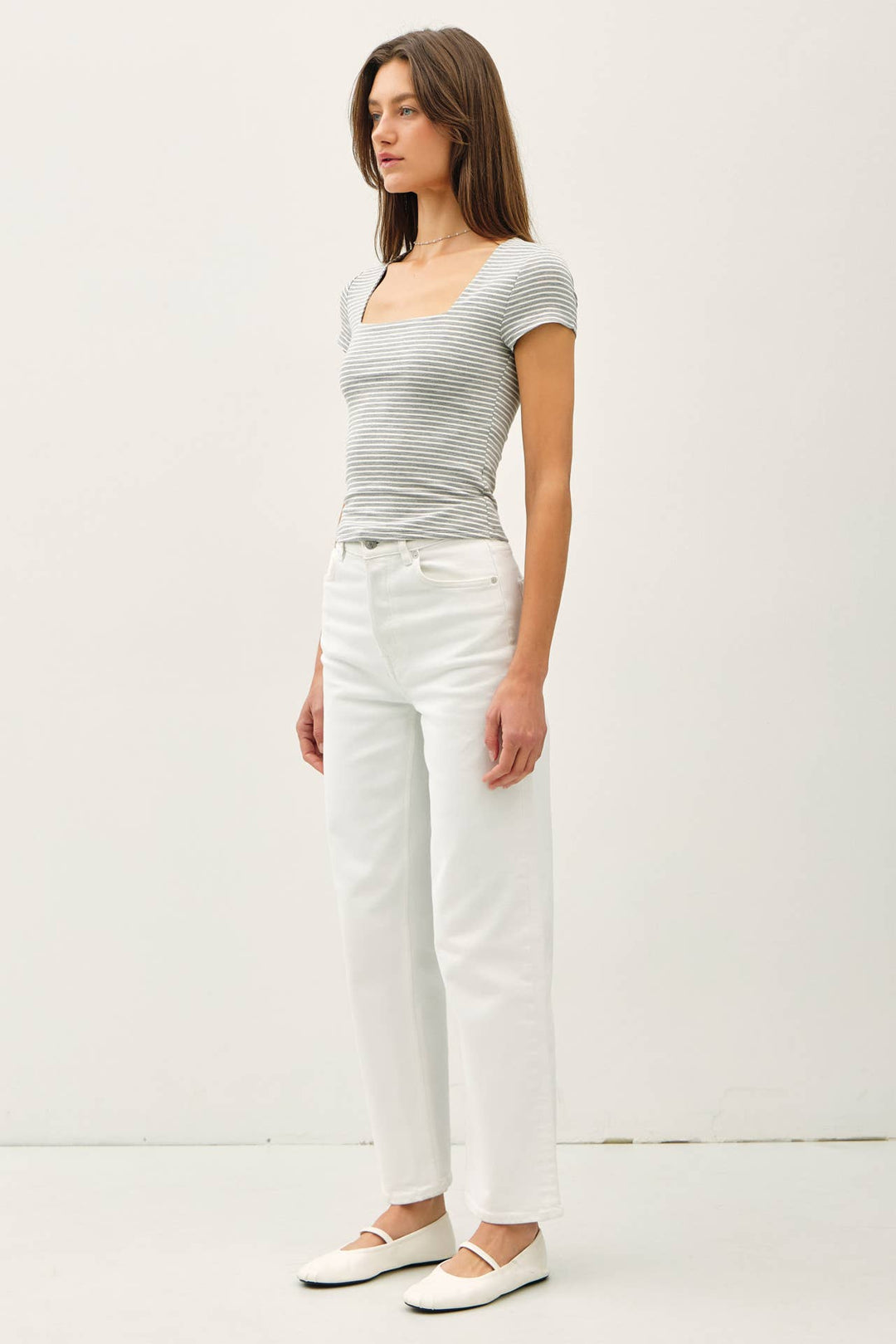 Be Cool | Ultra Soft Double Lined Striped Square Neck Top