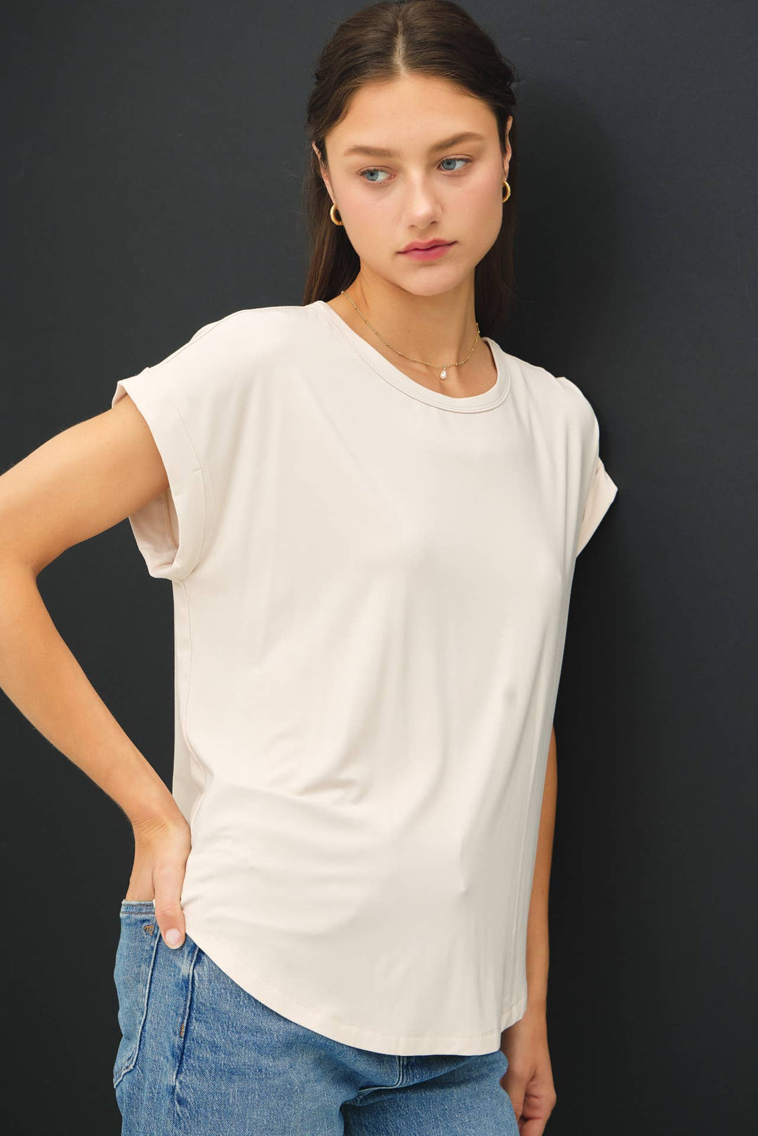 Be Cool | Bamboo Model Round Neck Dolman Cap Sleeve Shirt