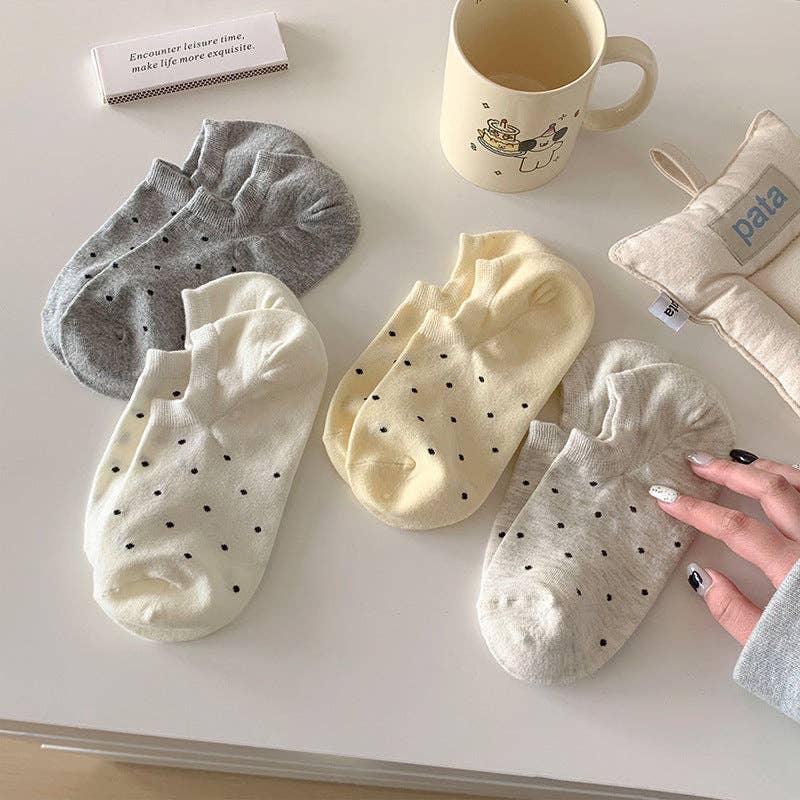 Sweetkama | Ladies Polka Dot Knit Boat Socks