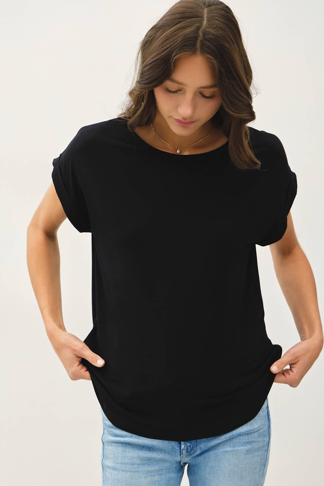 Be Cool | Bamboo Model Round Neck Dolman Cap Sleeve Shirt