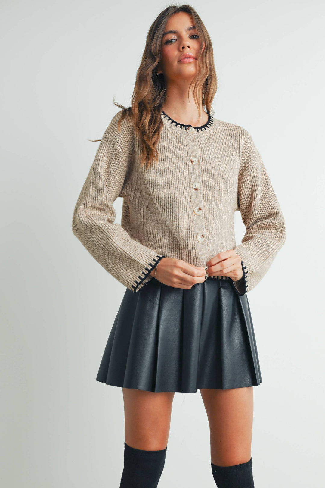 Buttermelon | Women's Crewneck Cardigan Sweater