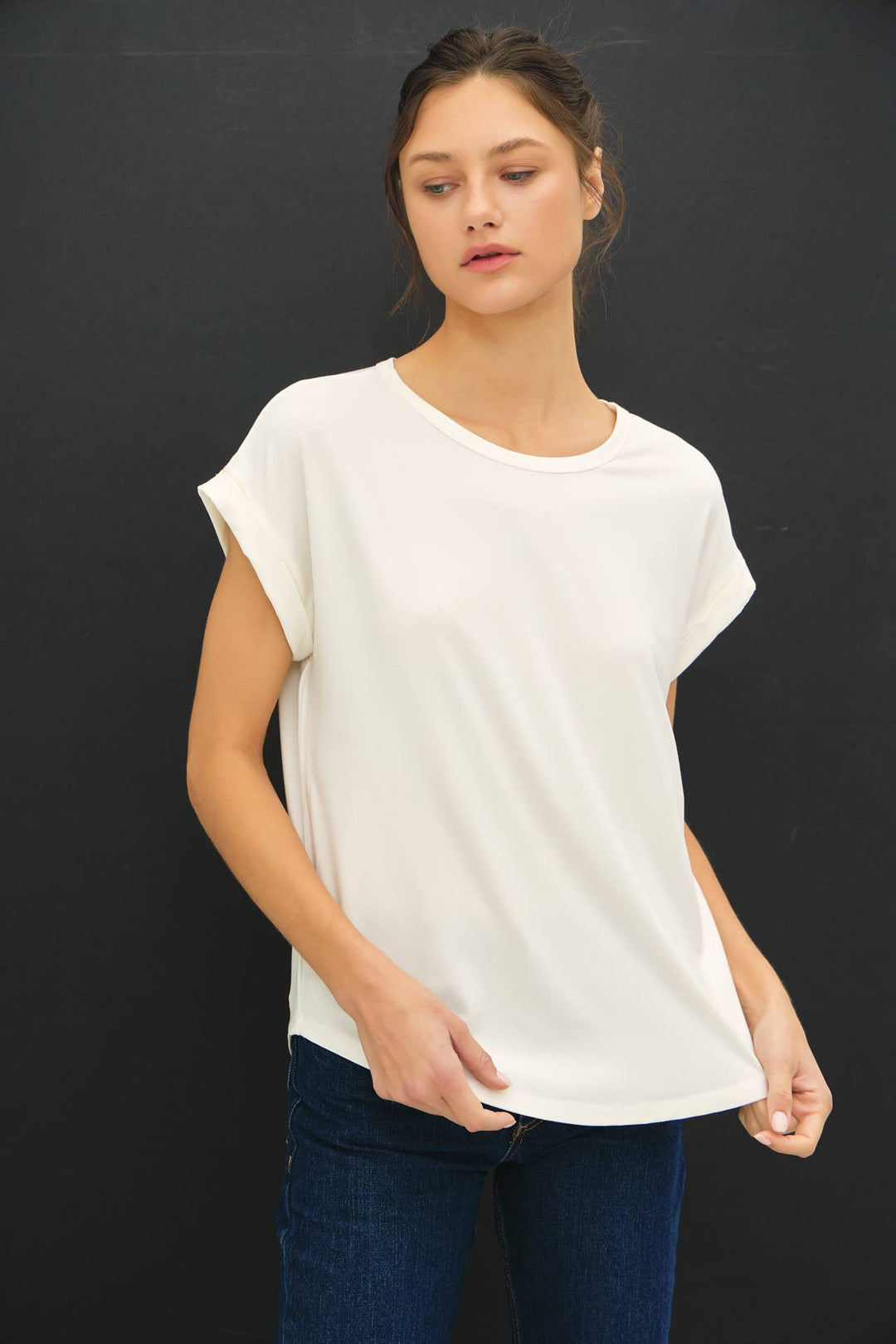 Be Cool | Bamboo Model Round Neck Dolman Cap Sleeve Shirt