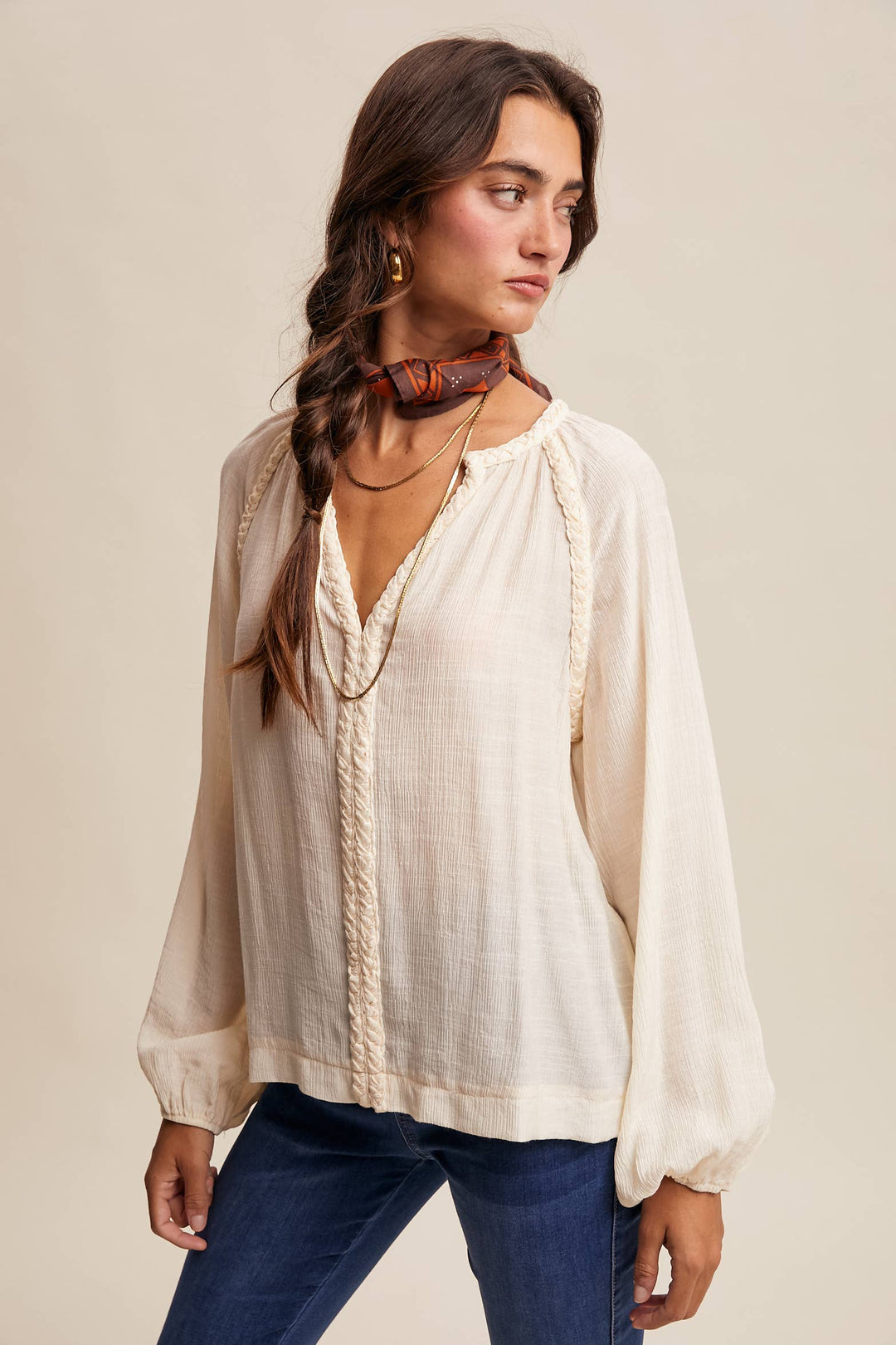 Listicle | Braided Trim Peasant Blouse