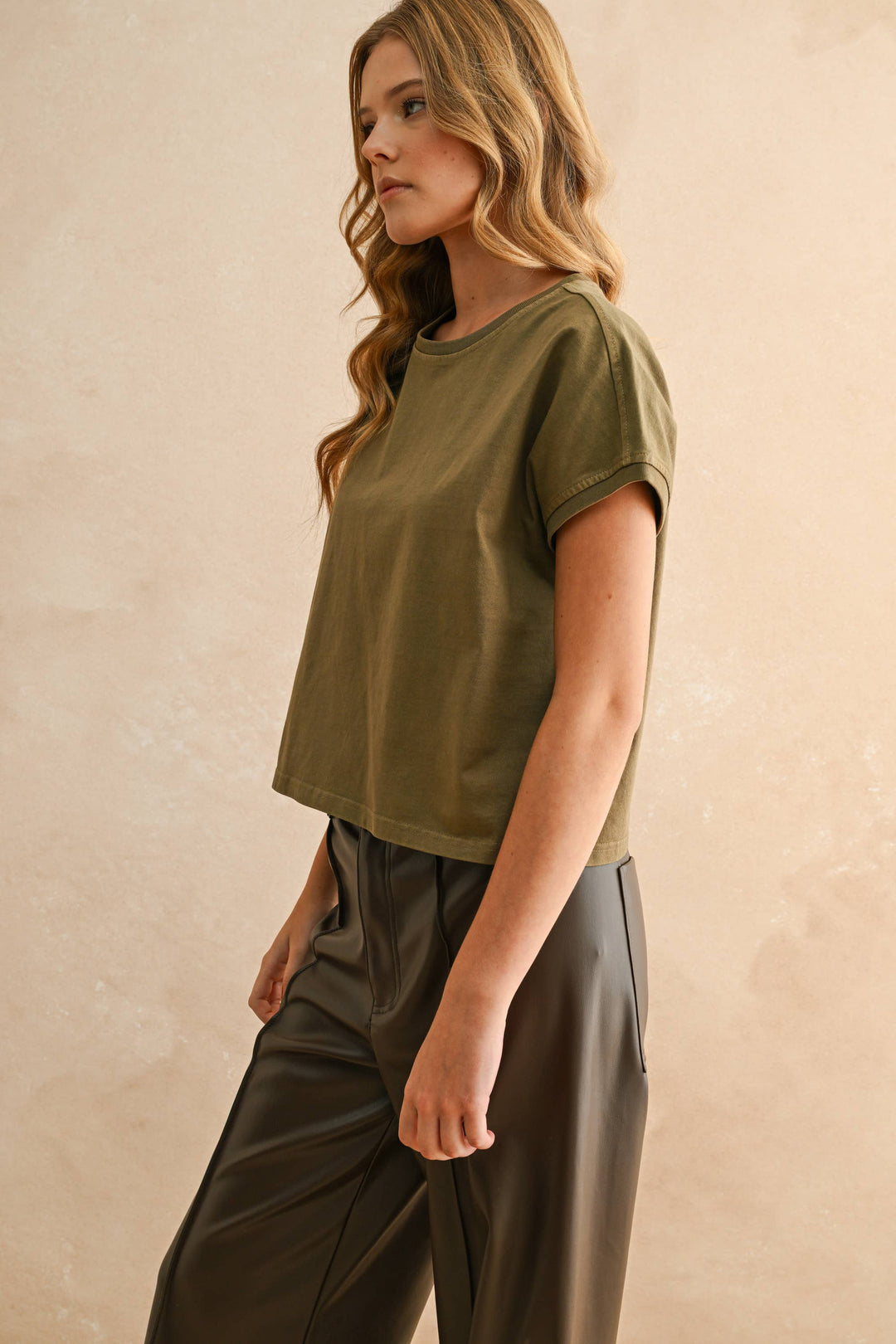 Miou Muse | Washed Short Cap Sleeve top