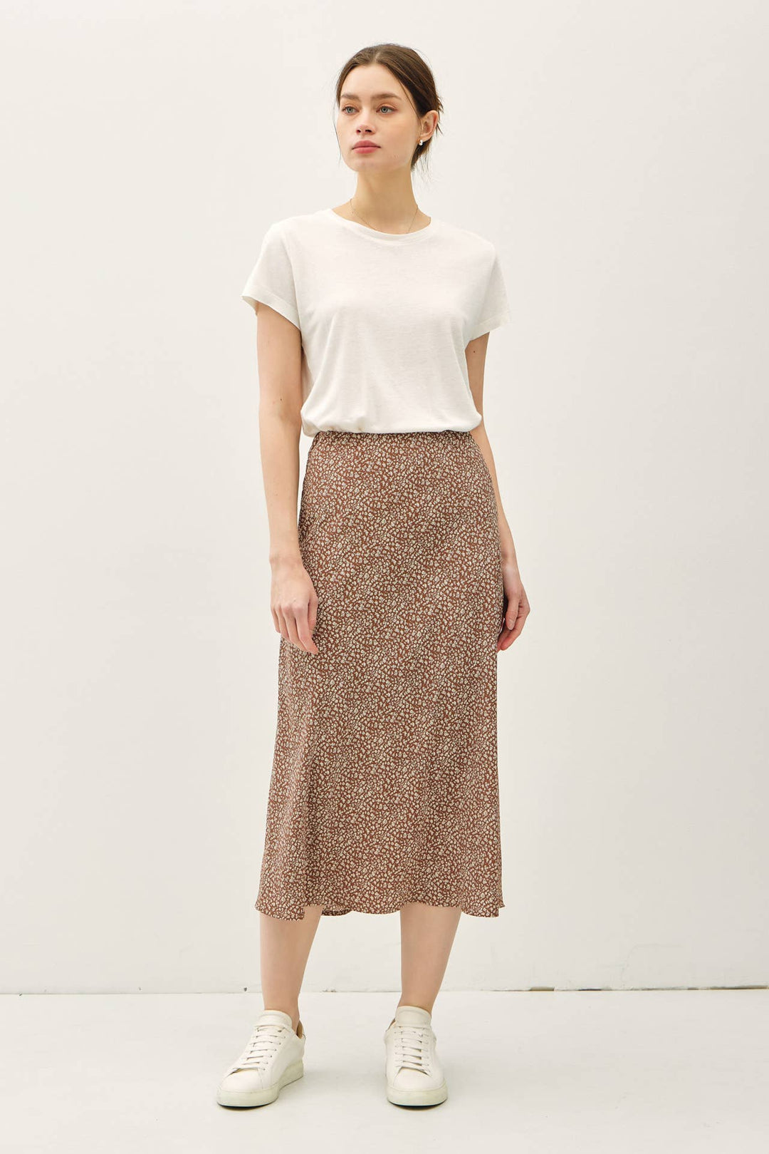 Be Cool | Print midi skirt with elastic waistband