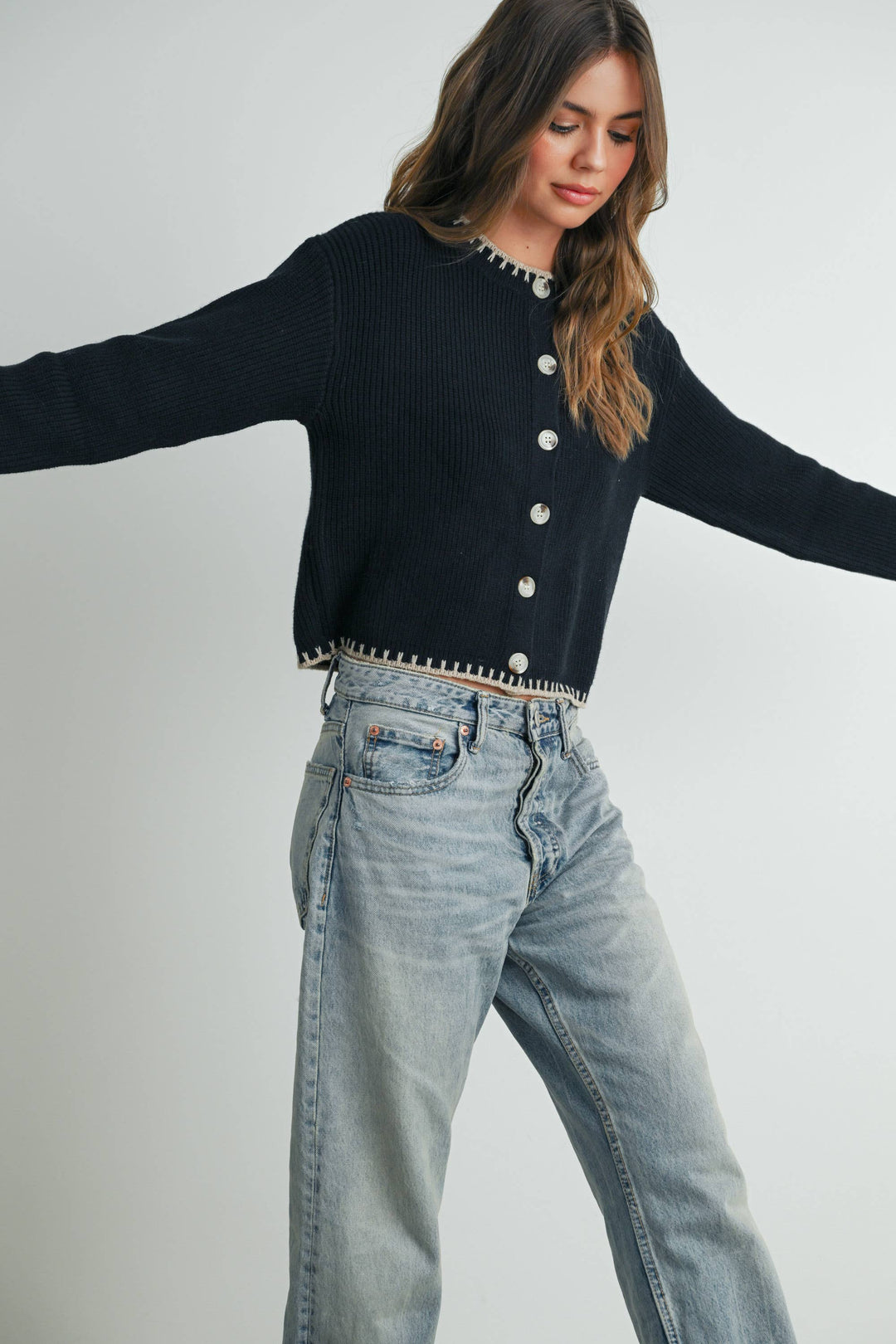 Buttermelon | Women's Crewneck Cardigan Sweater