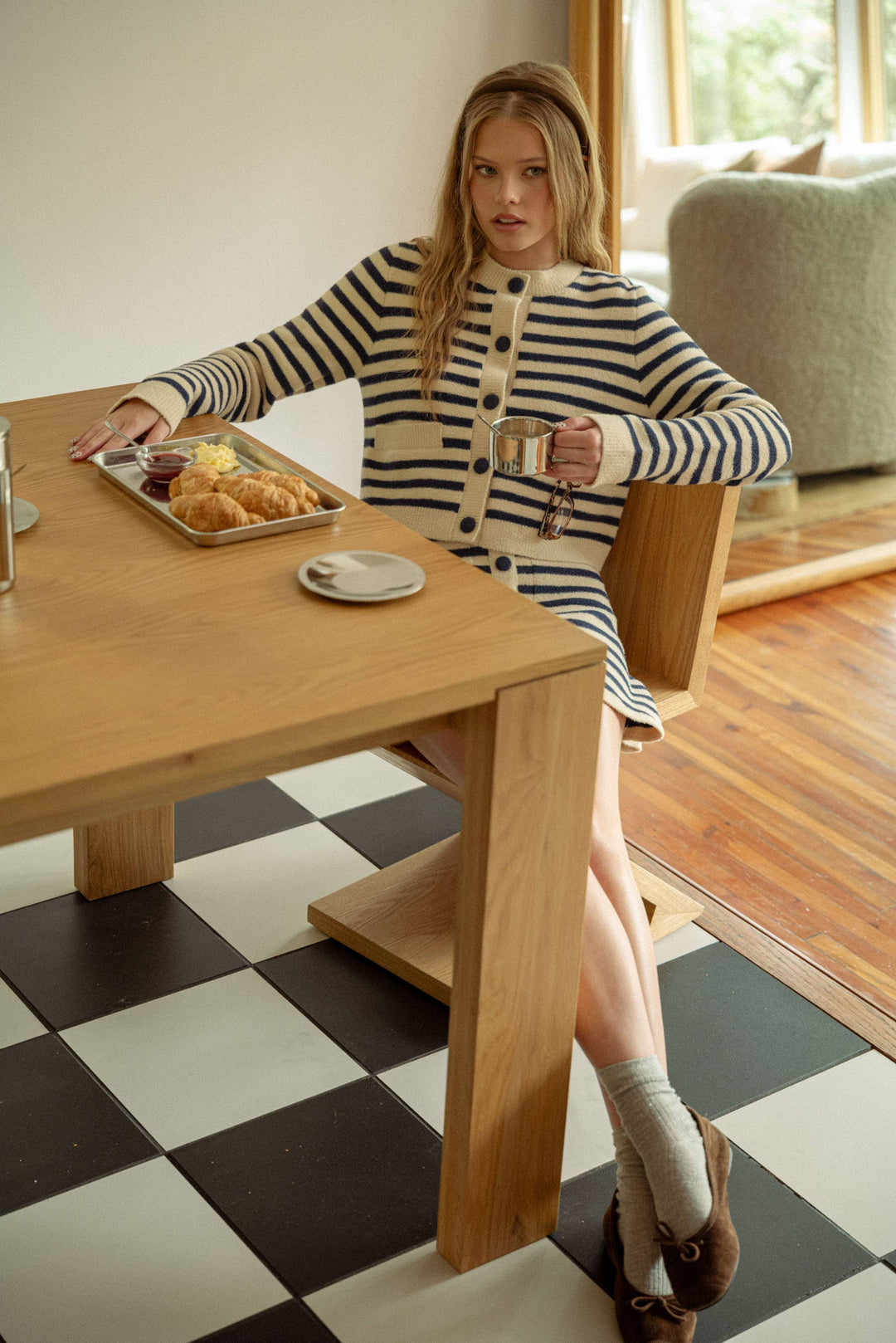 Miou Muse | Button Down Striped cardigan