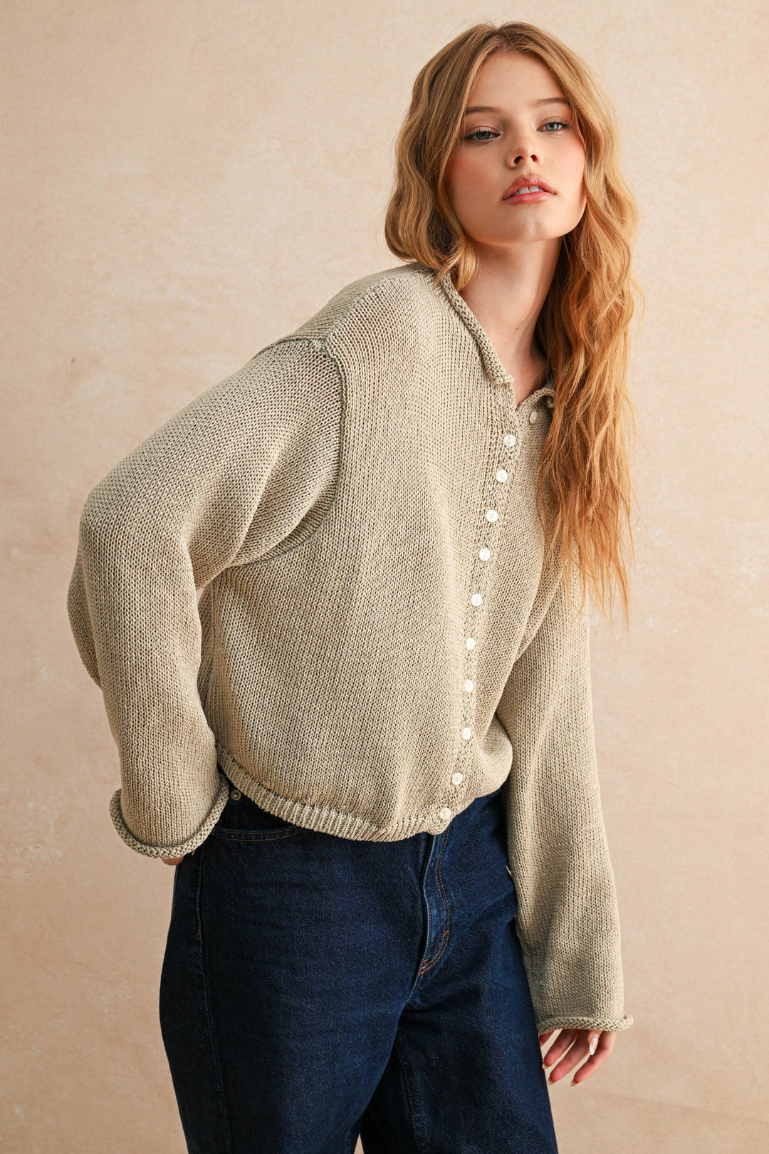 Miou Muse |Light Weight Button Front Cardigan