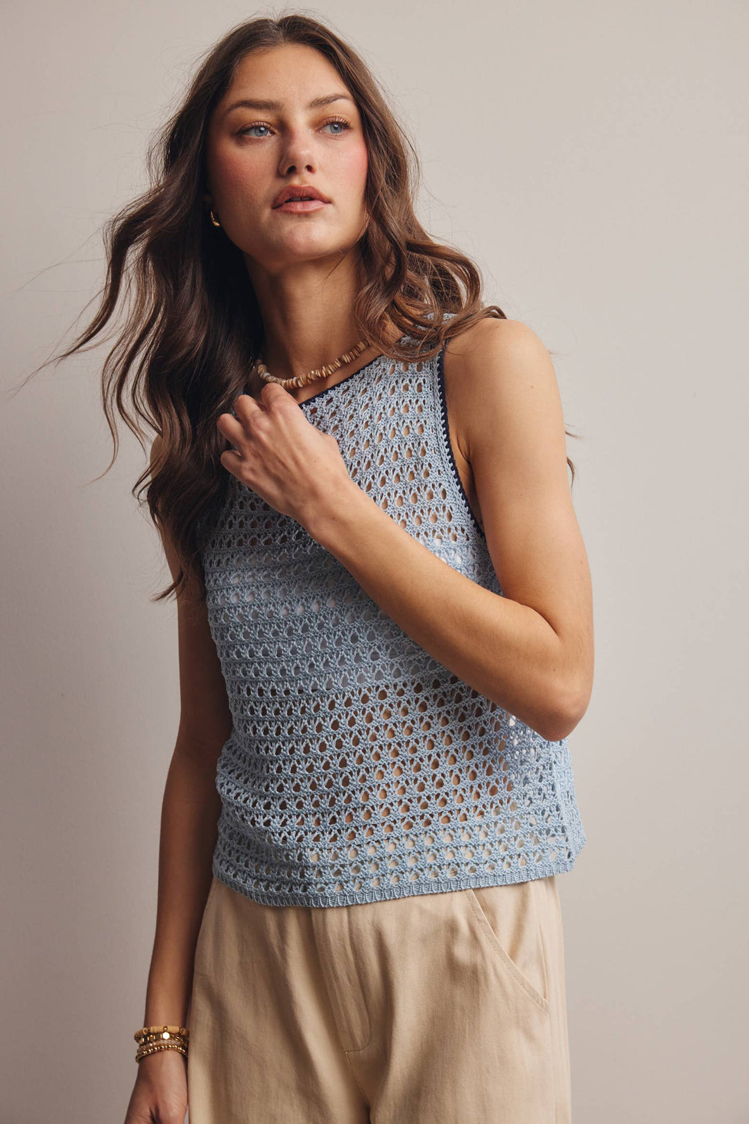 Forte | Sleeveless Crochet Knit Top
