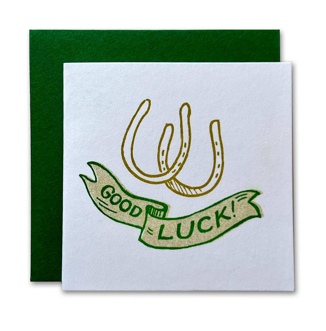 Ladyfingers Letterpress | Good Luck Horse Shoes Risograph Tiny Card