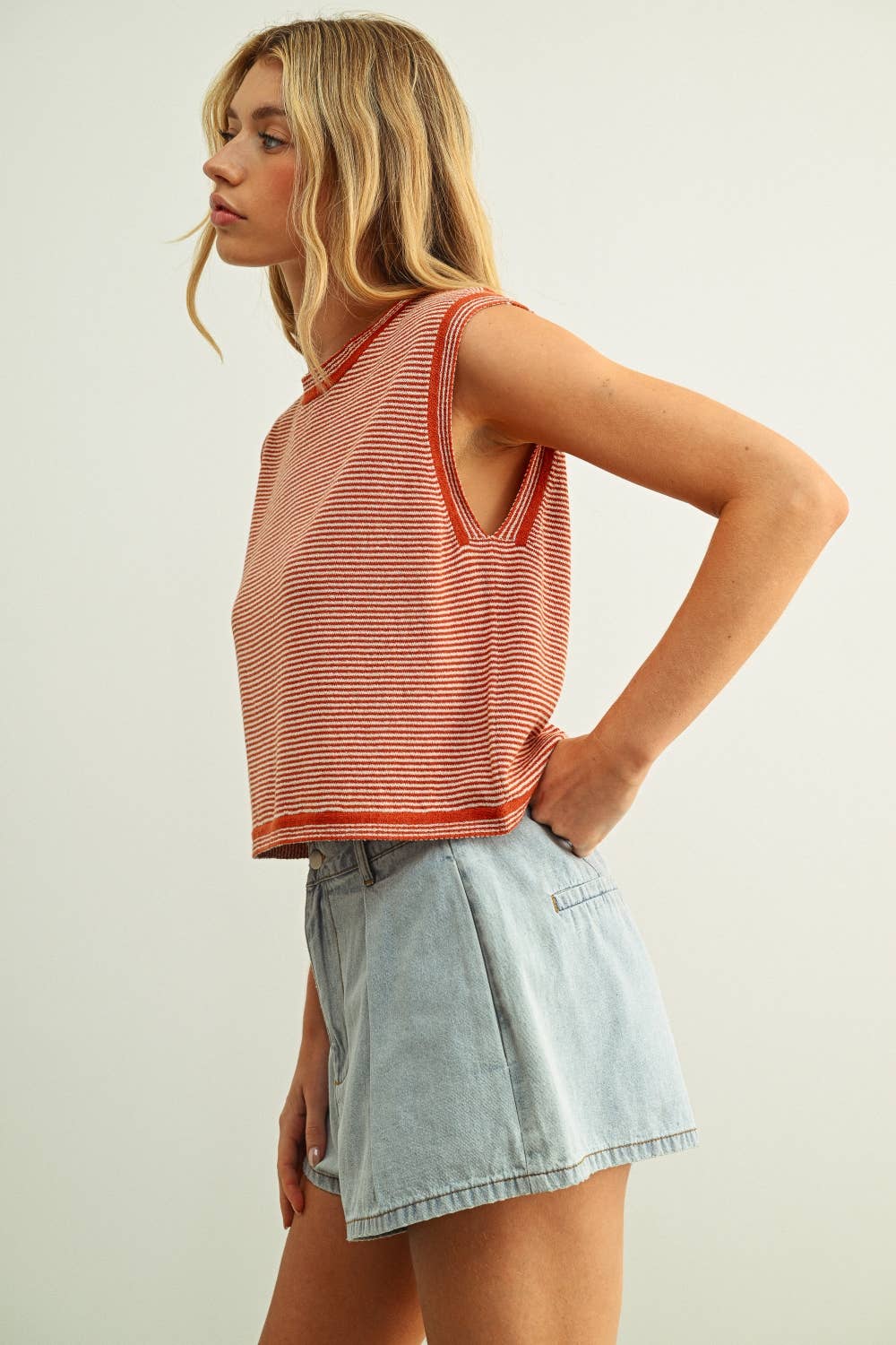 Miou Muse | Pinstripe Knit Tank Top