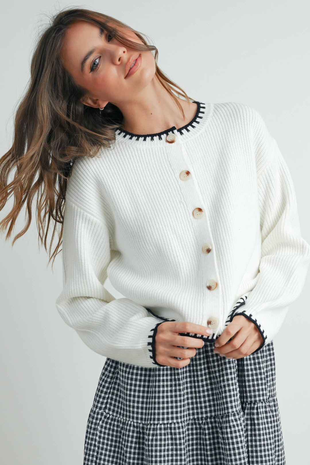 Buttermelon | Women's Crewneck Cardigan Sweater