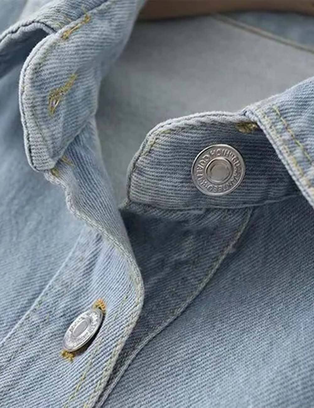 Sweetkama | Ladies Button-Up Pocket Denim Shacket