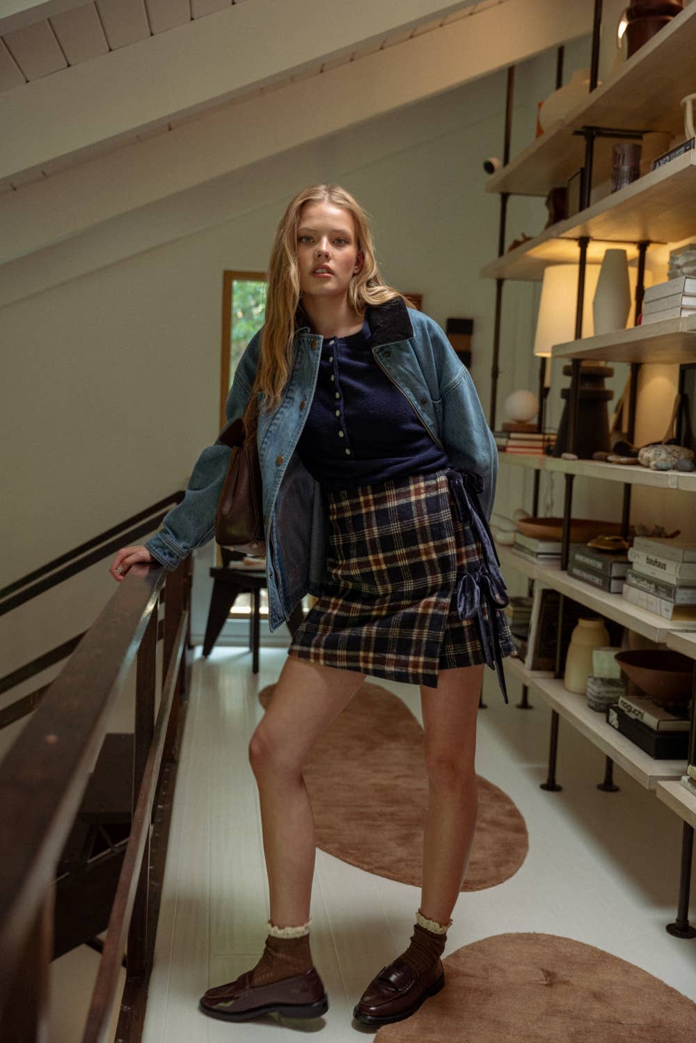 Miou Muse | Corduroy Collar Denim Utility Jacket