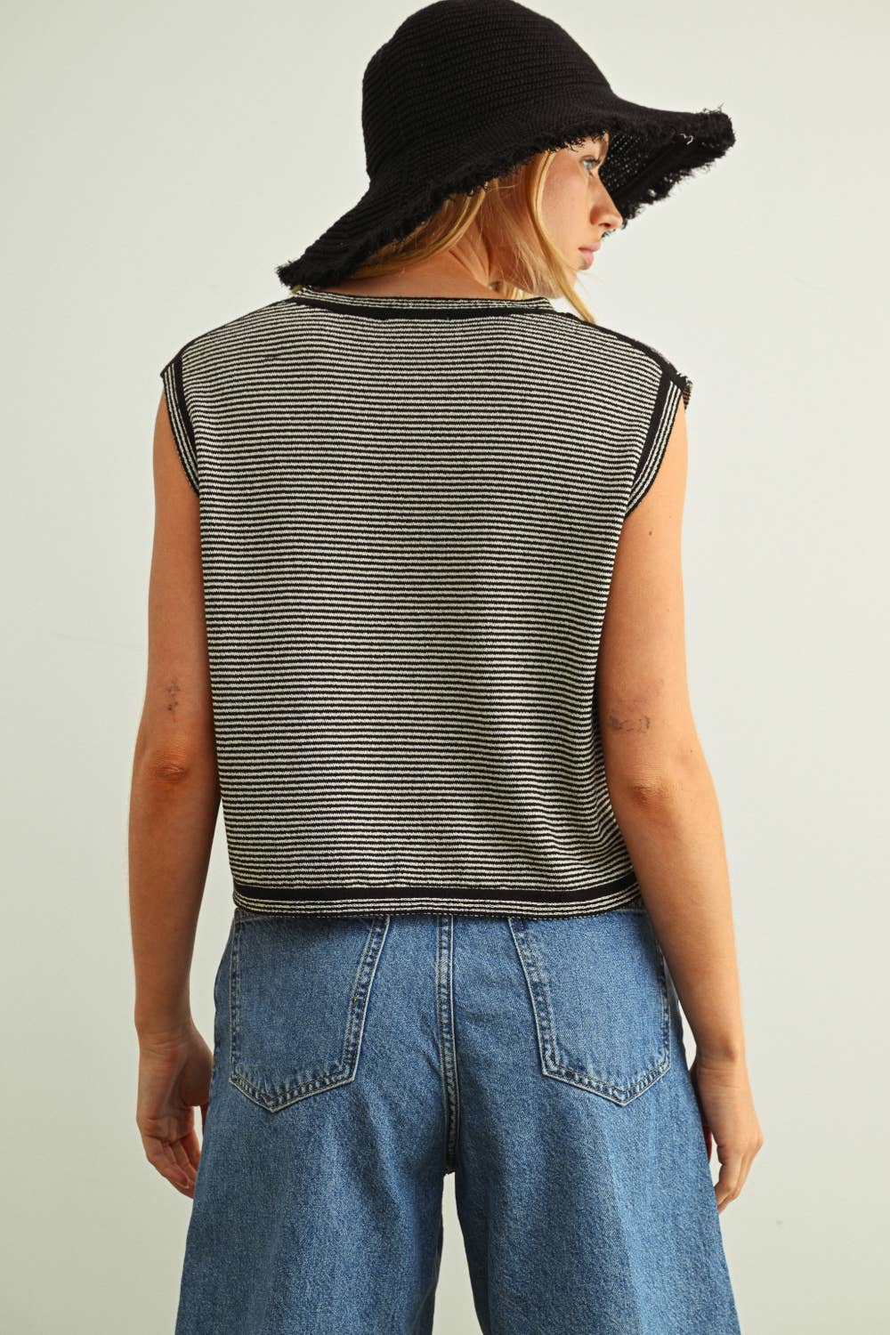 Miou Muse | Pinstripe Knit Tank Top