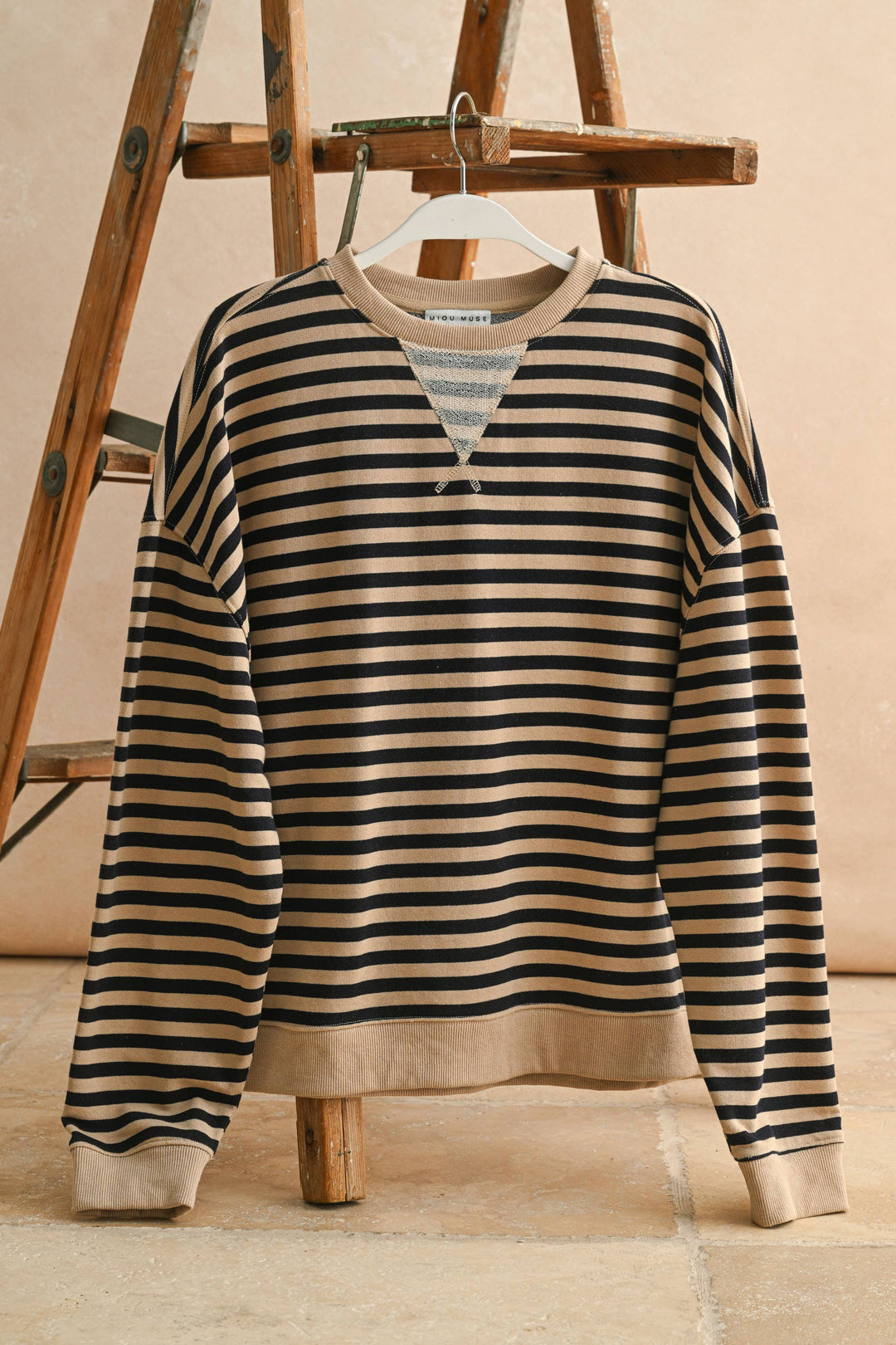 Miou Muse | Striped Knitted Long Sleeve Pullover
