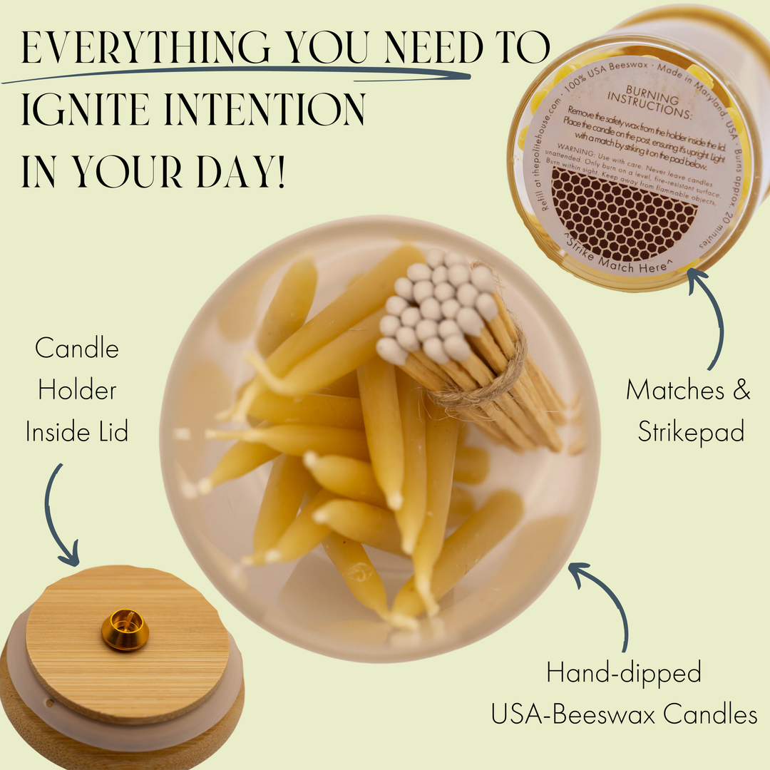 The Polite House | 20 Minute Beeswax Candle Set: Mindful (Set of 20)