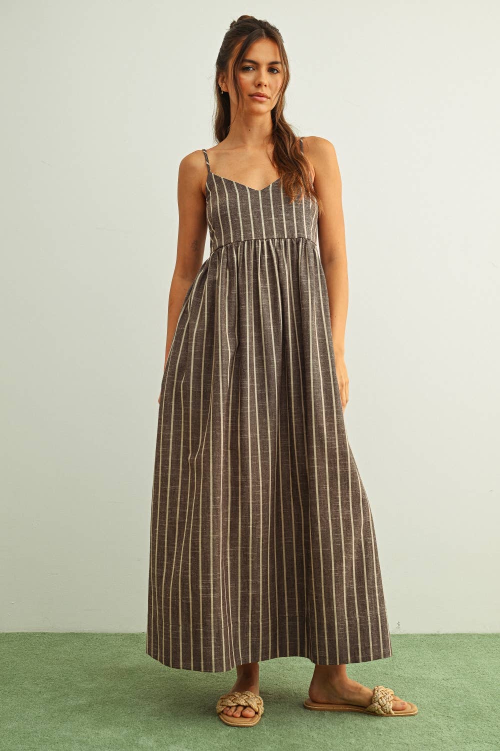 Miou Muse | Stripe Pattern Long Dress