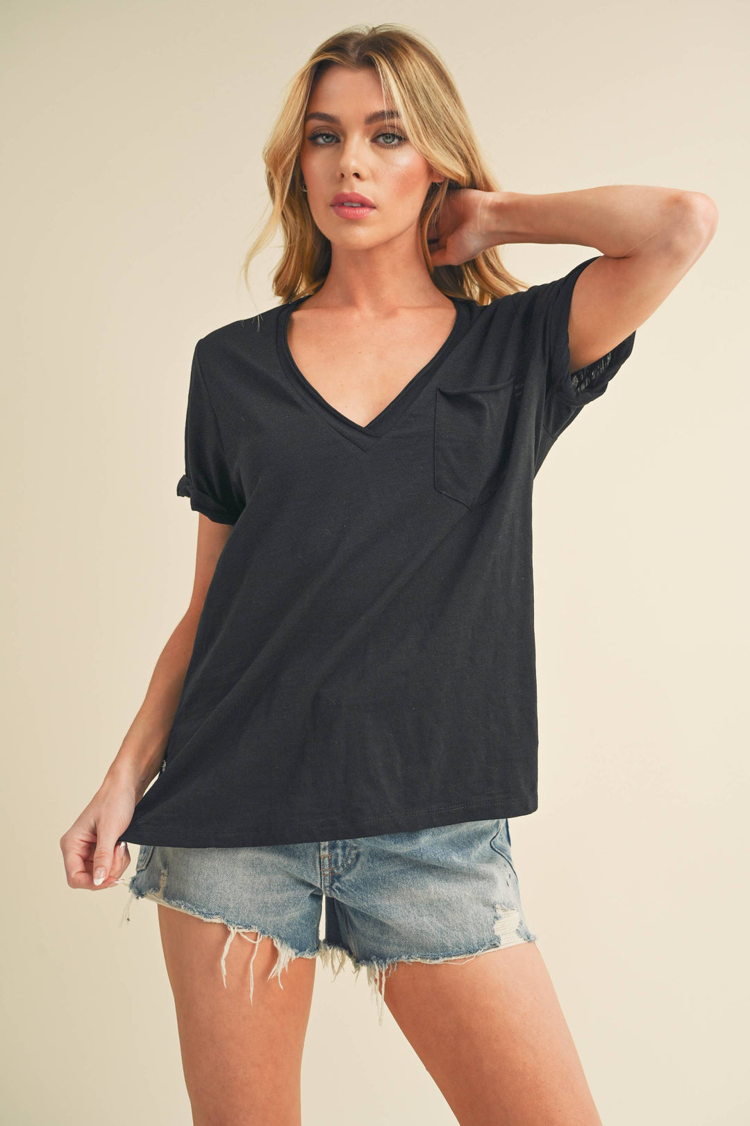 Aemi and Co | Zoie V-Neck Short Sleeve Top