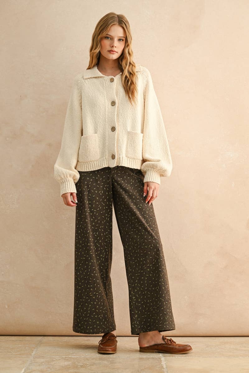 Miou Muse |  Cactus Button Front Sweater Cardigan